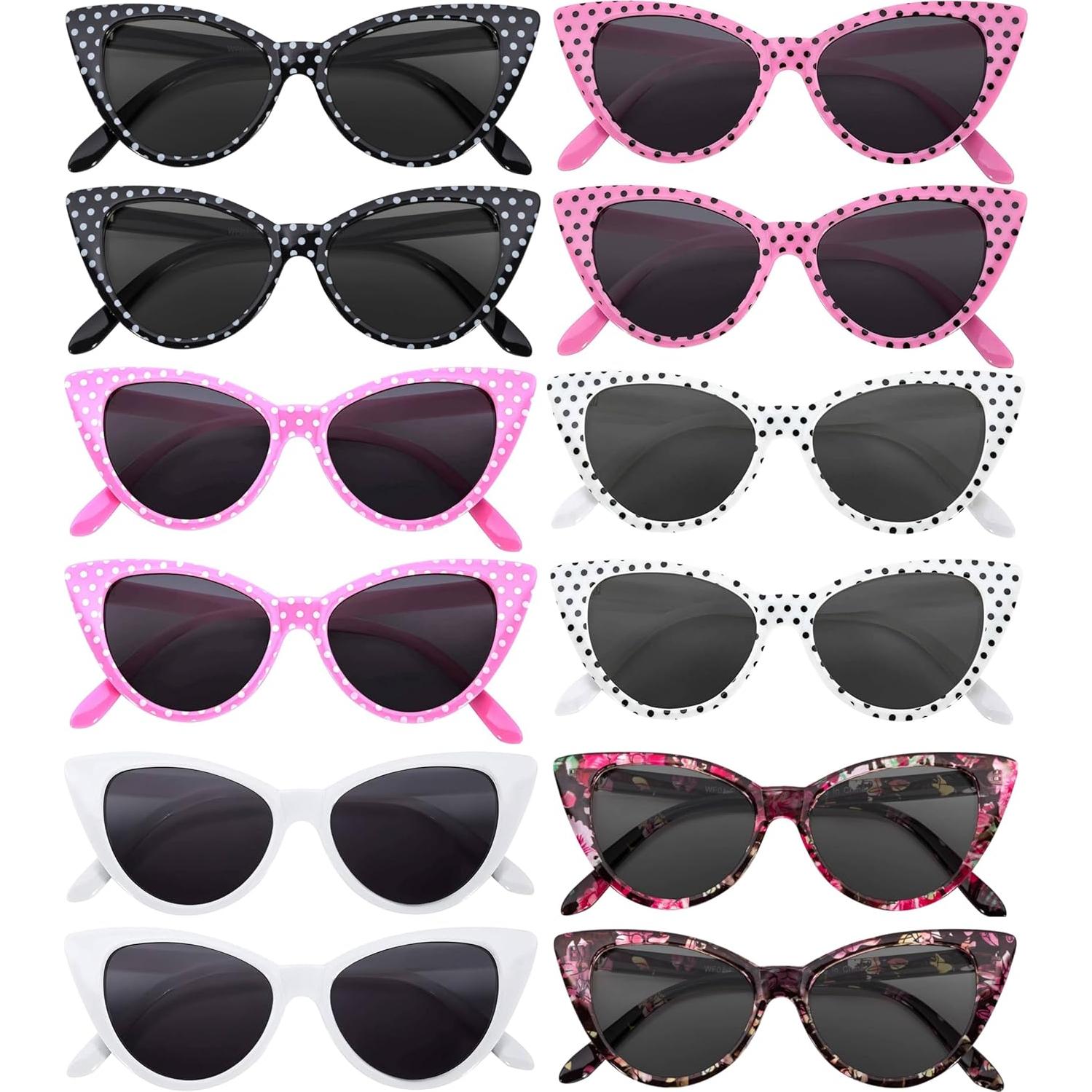 Gafas de sol retro estilo gato ojo OWL - 12 pares UV400