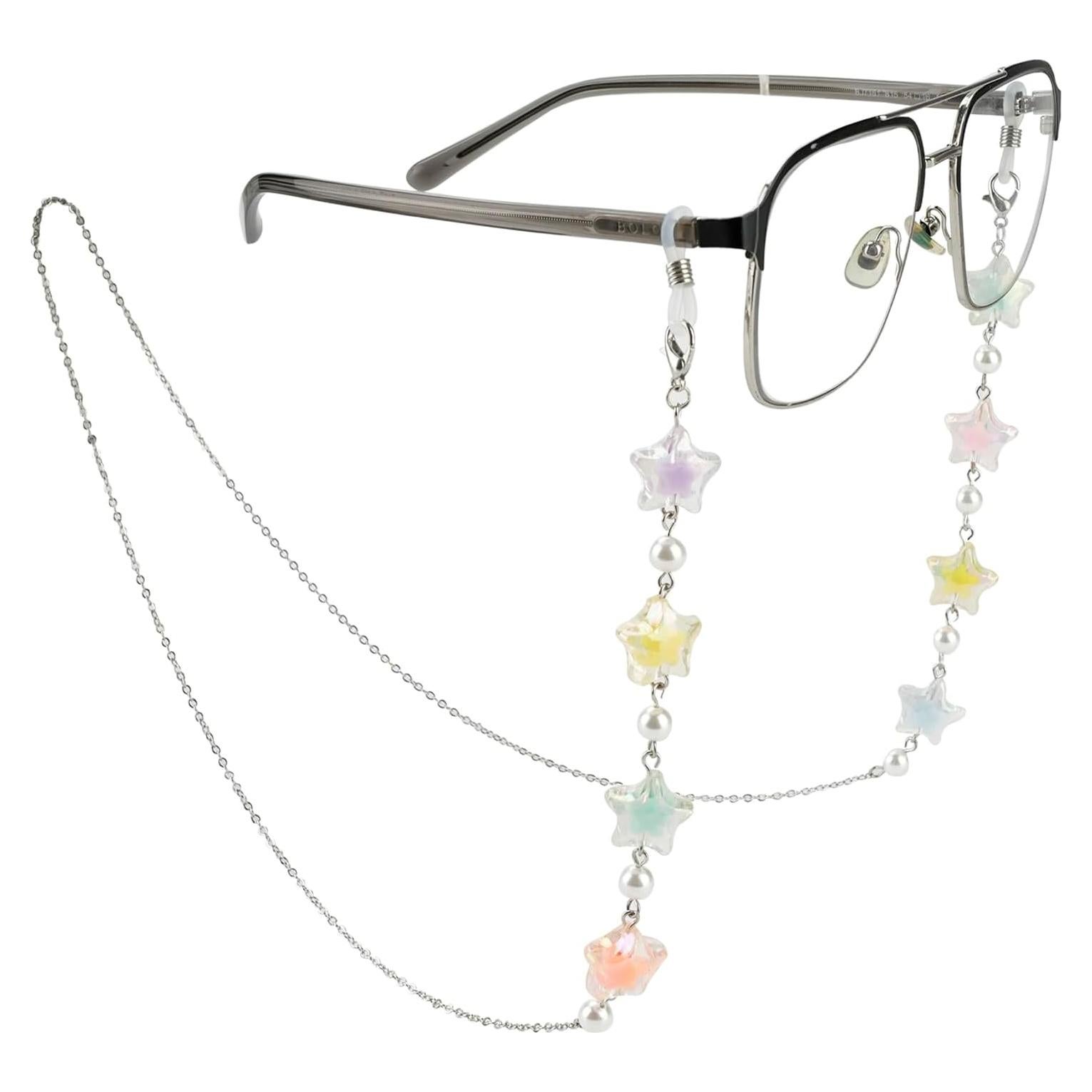 Cadena de Gafas Elegante para Mujeres - Estilo Estrella Plata
