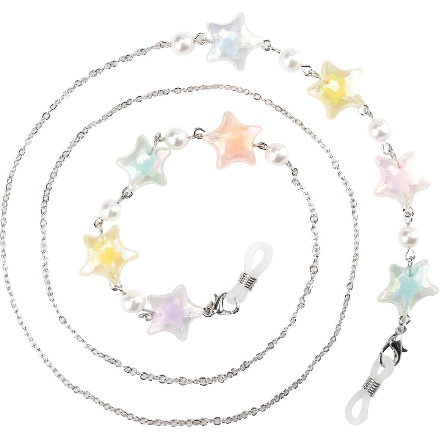 Cadena de Gafas Elegante para Mujeres - Estilo Estrella Plata