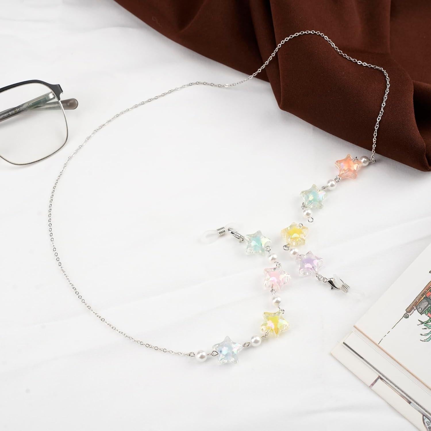 Cadena de Gafas Elegante para Mujeres - Estilo Estrella Plata