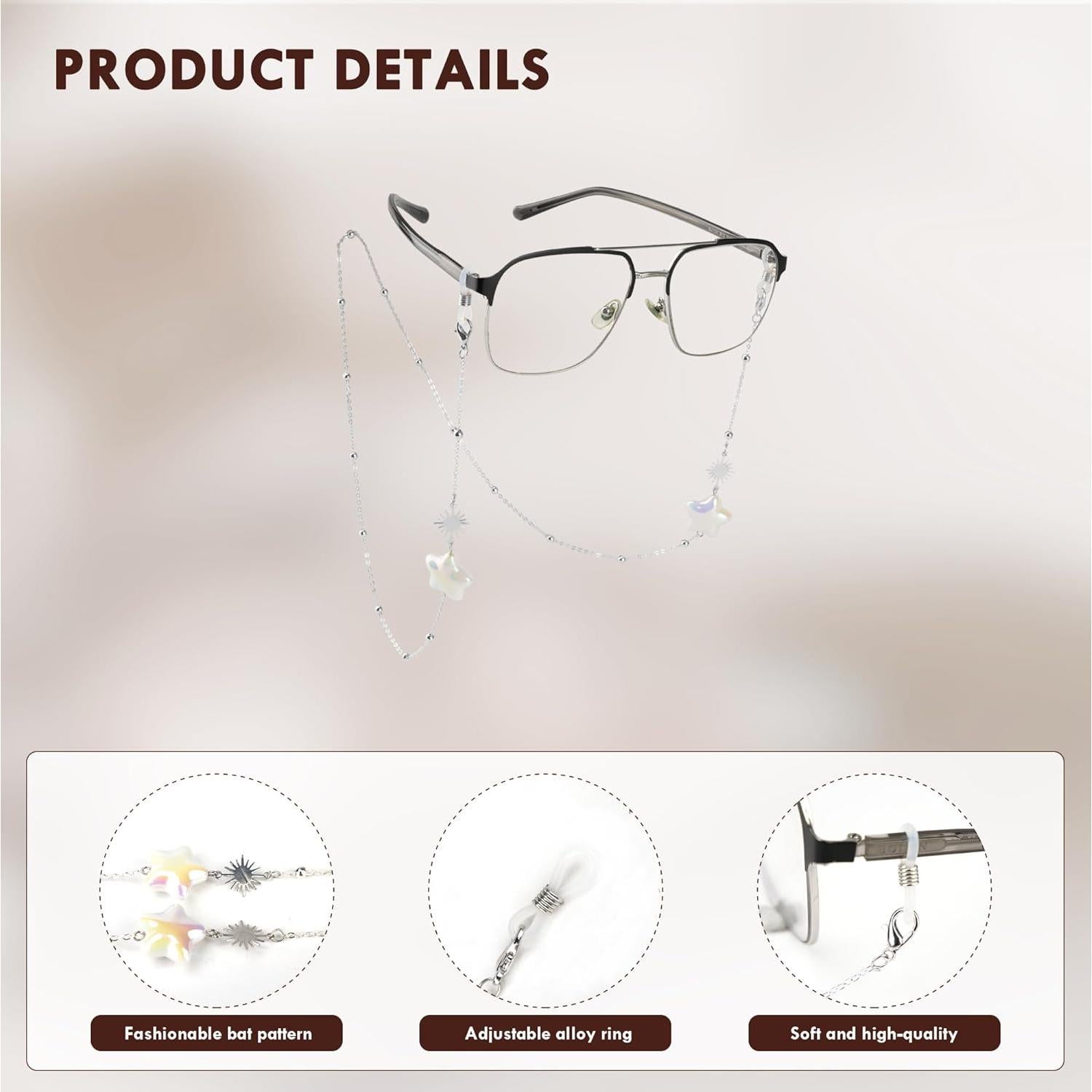 Cadena de Gafas Elegante para Mujeres - Estilo Estrella Plata