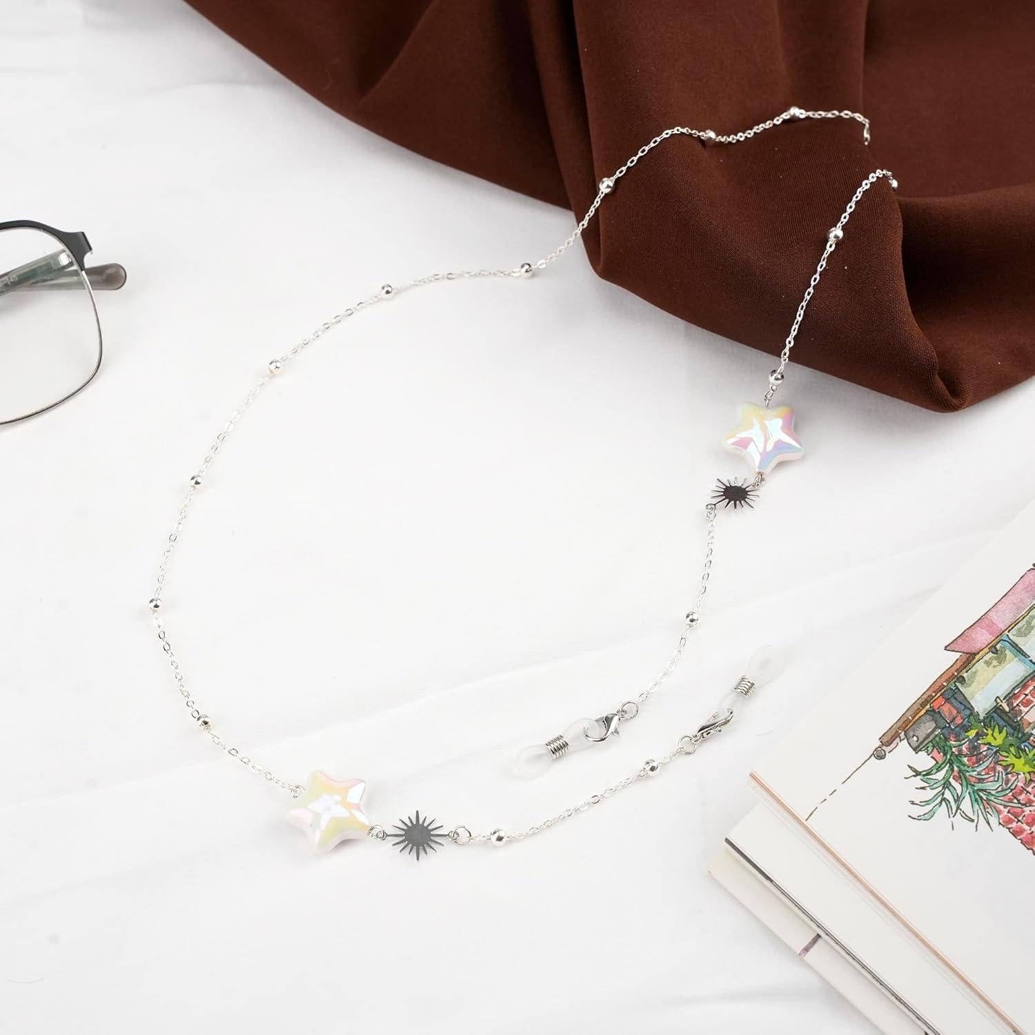 Cadena de Gafas Elegante para Mujeres - Estilo Estrella Plata