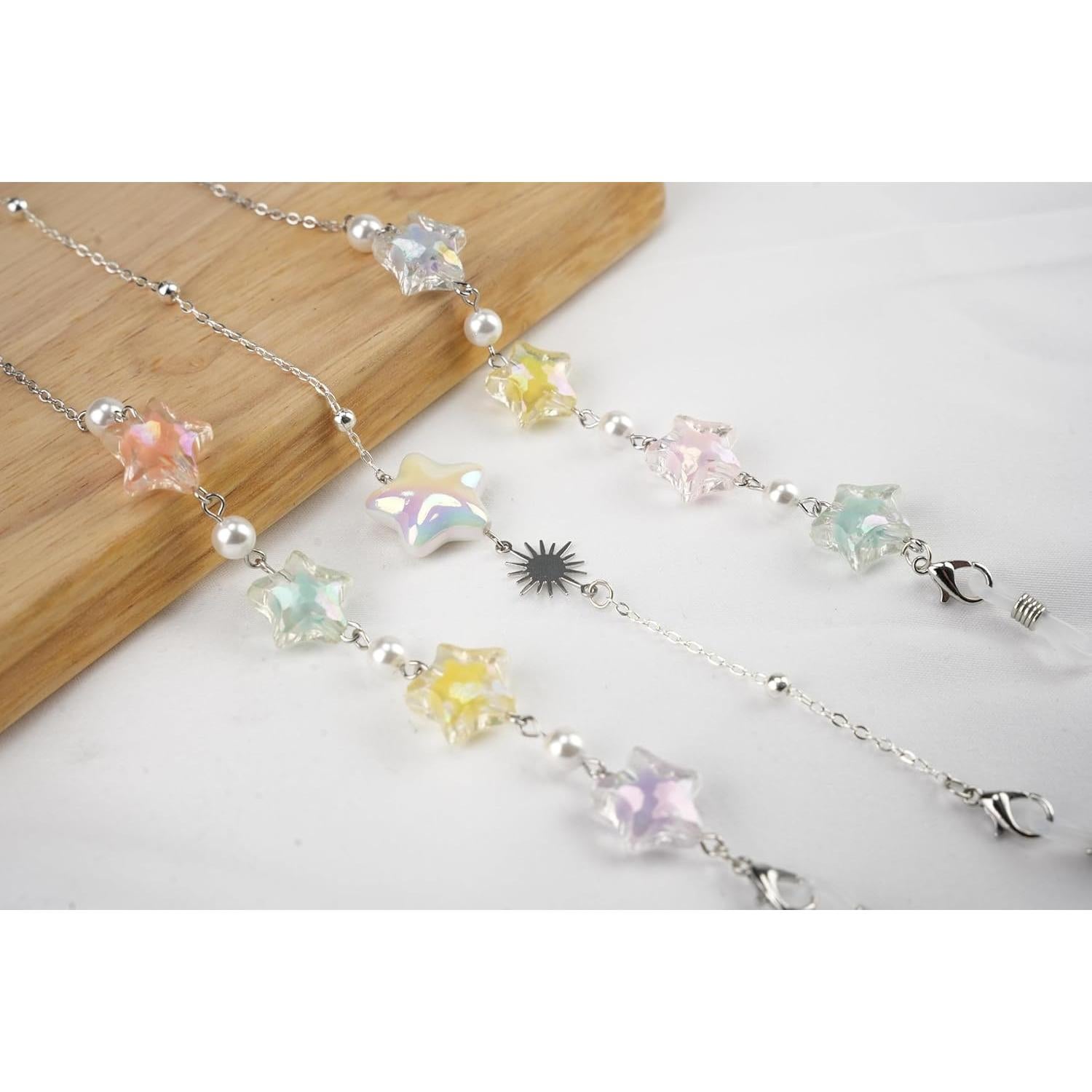 Cadena de Gafas Elegante para Mujeres - Estilo Estrella Plata