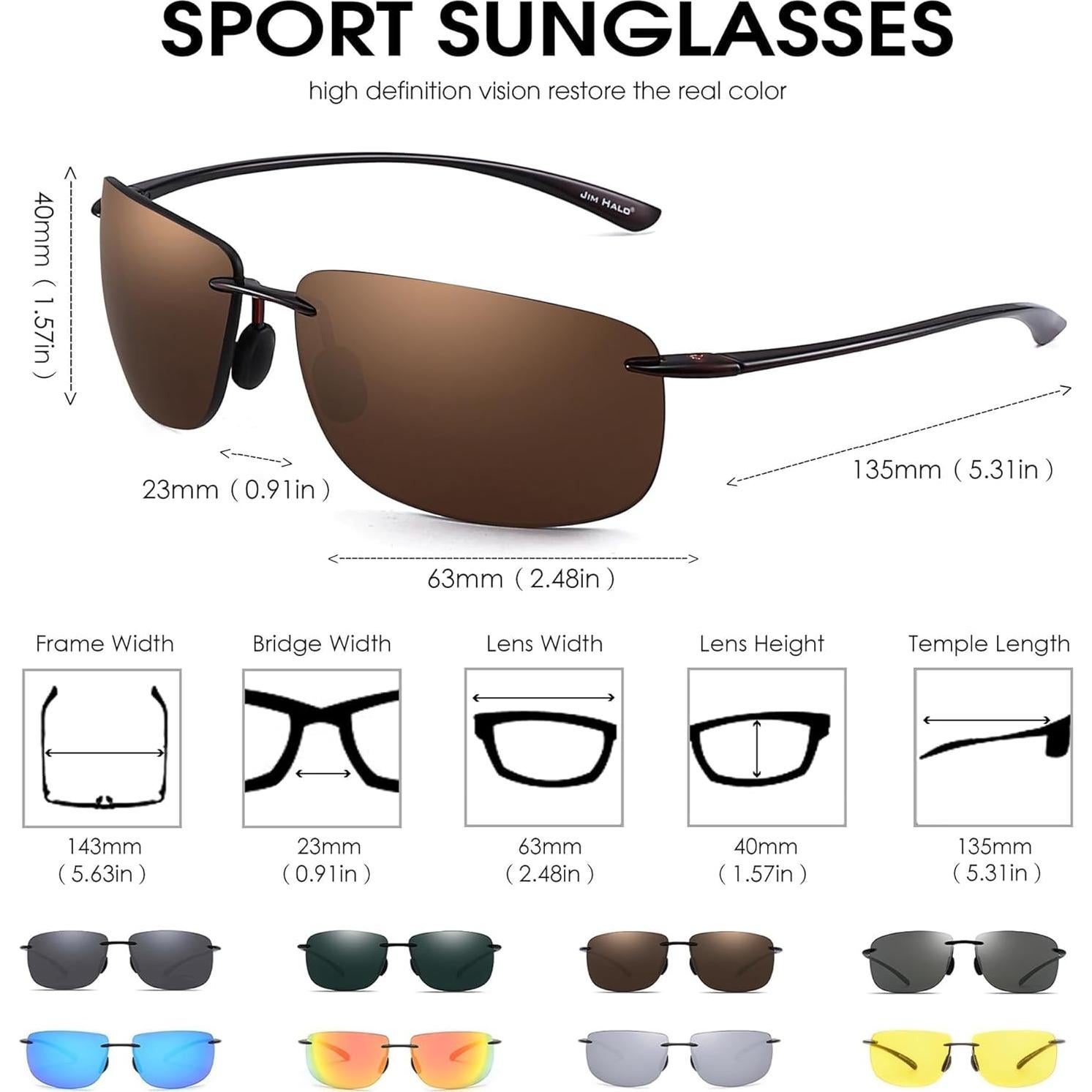 Gafas de sol deportivas JIM HALO TR90 UV400 para hombres