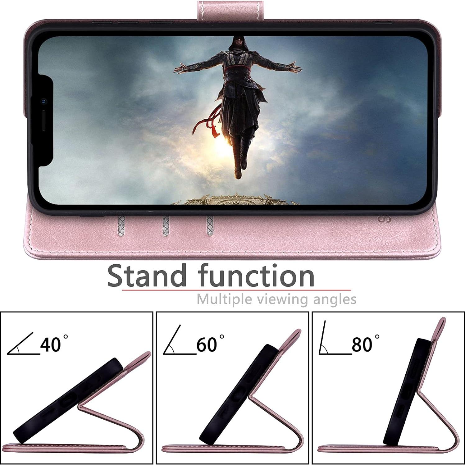 Funda billetera SUANPOT para iPhone 13 Pro Max 6.7" oro rosa