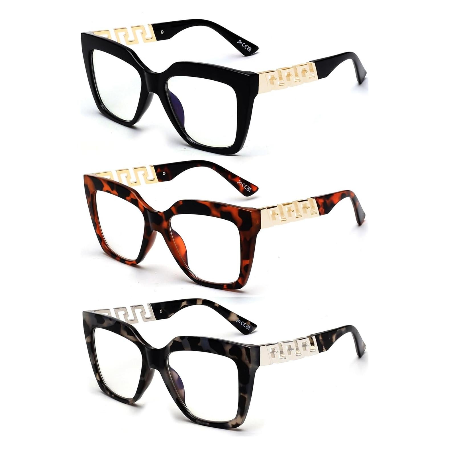 Gafas de Lectura JM Estilo Oprah 3 Paquetes Bloqueo Luz Azul