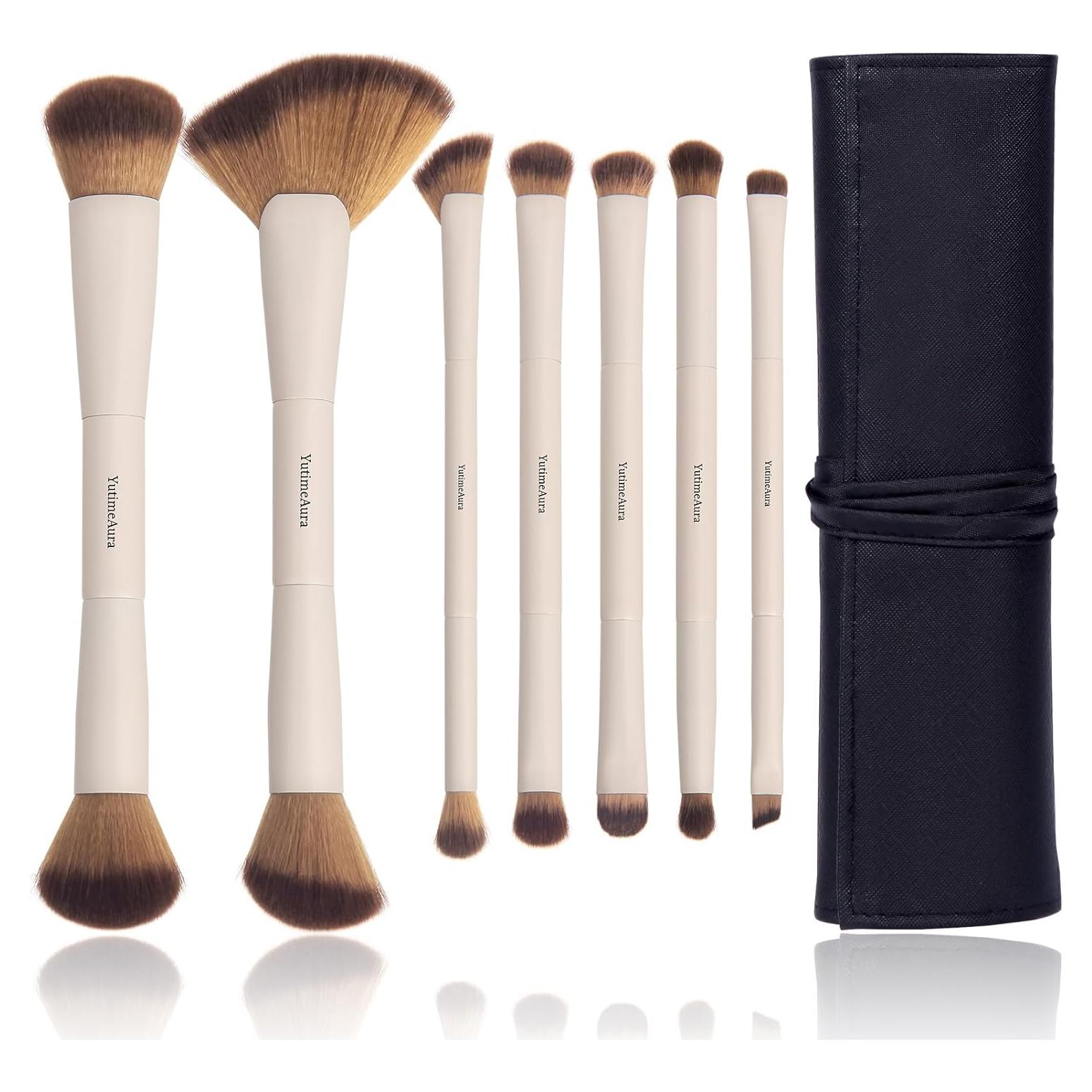 Set de Pinceles de Maquillaje Doble Extremo YutimeAura 7 Piezas