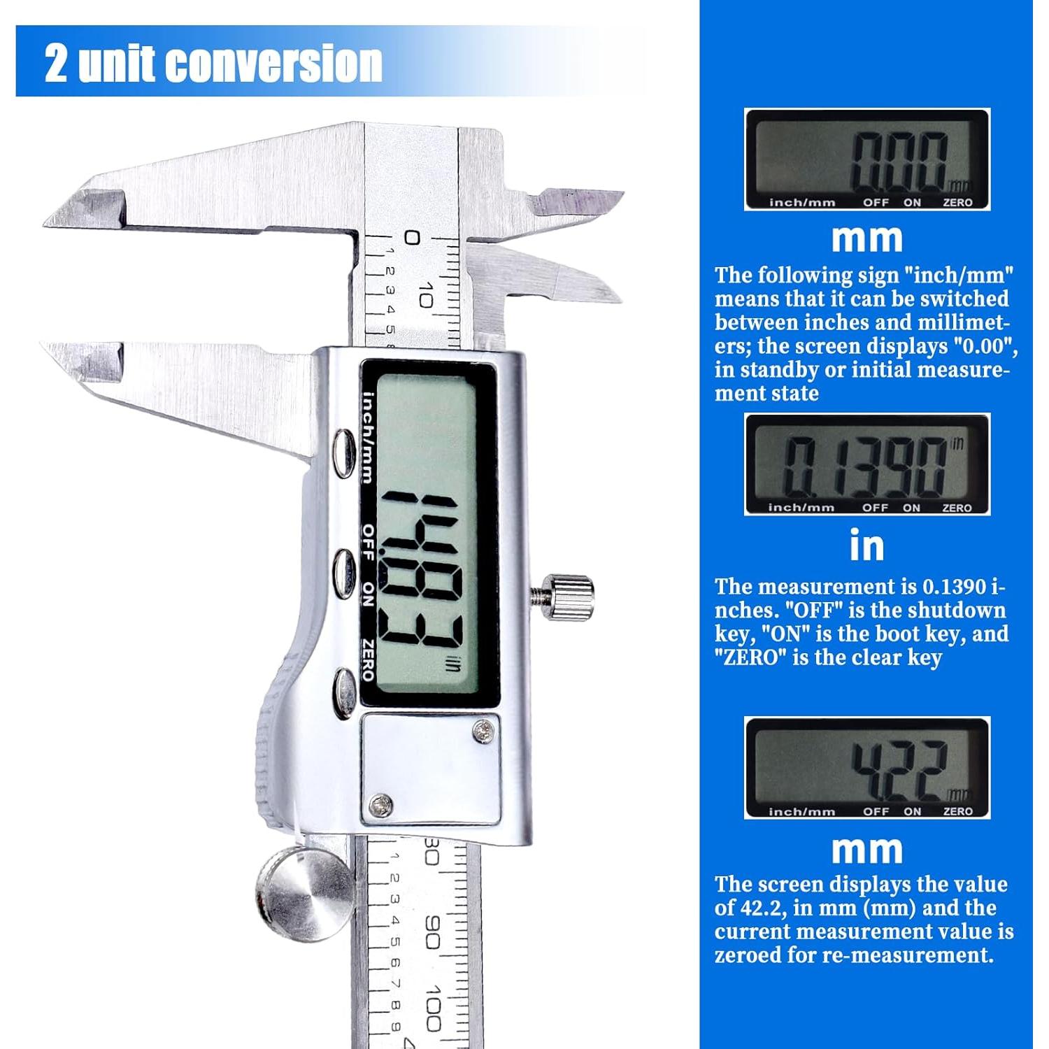 Calibrador Digital Kynup 150mm Acero Inoxidable Pantalla LCD