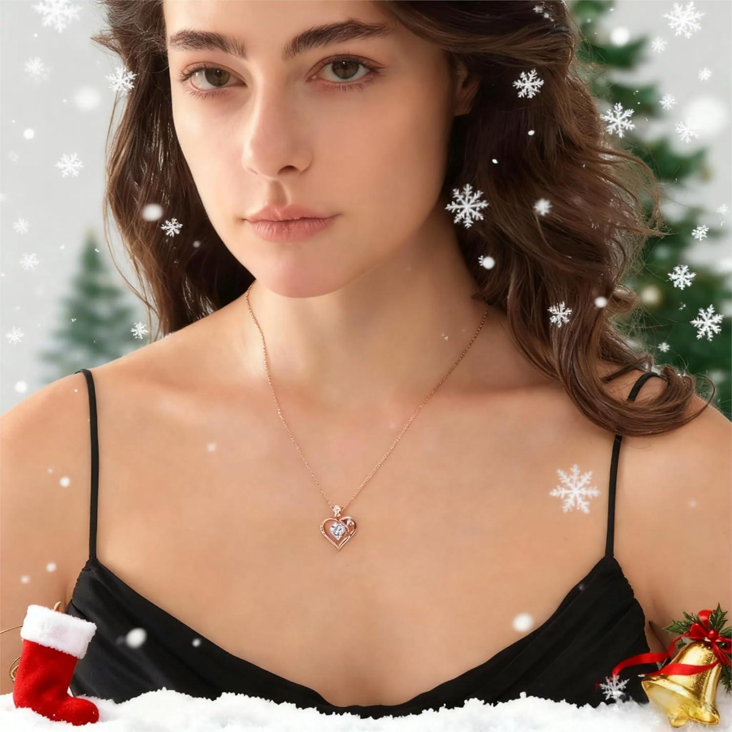 Collar Corazón Rosa Moissanita 1.2CT Oro Rosa 18K S925