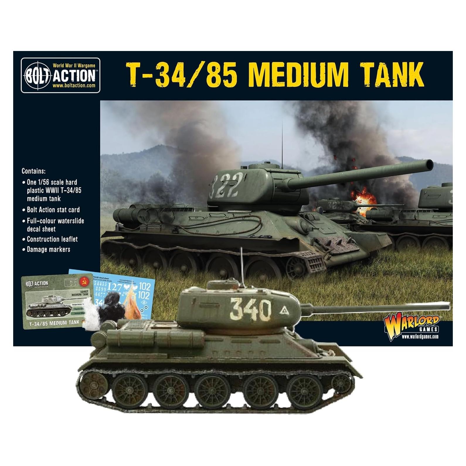 Tanque Medio Soviético T34/85 Warlord Games 1:56 WWII Modelo
