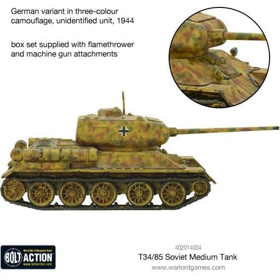 Tanque Medio Soviético T34/85 Warlord Games 1:56 WWII Modelo