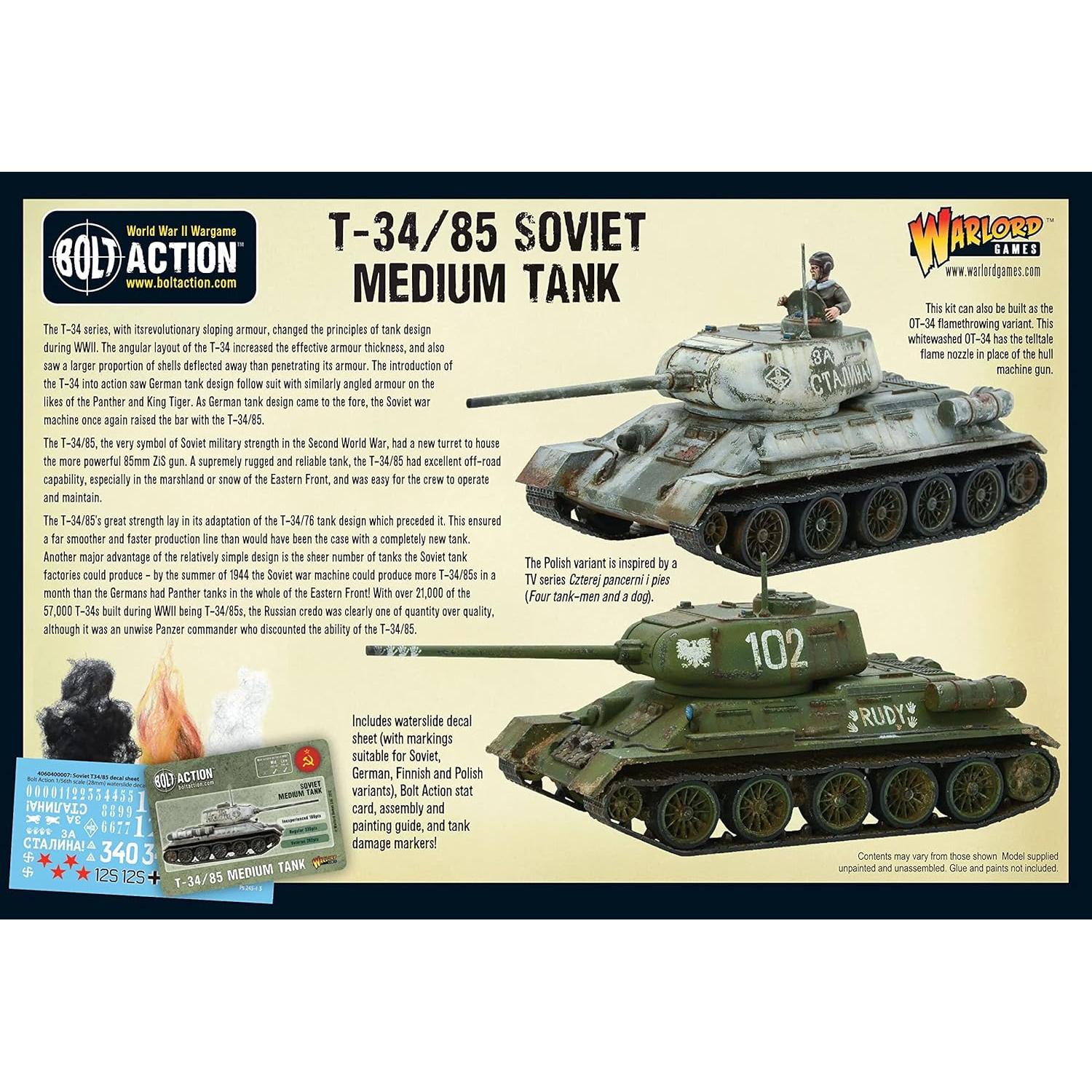 Tanque Medio Soviético T34/85 Warlord Games 1:56 WWII Modelo