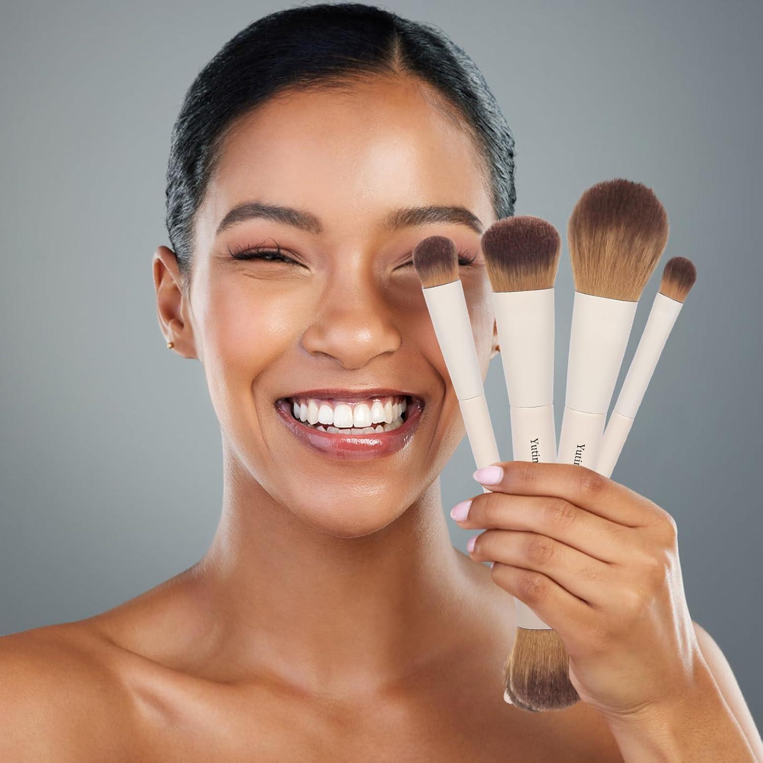 Juego de Brochas de Maquillaje YutimeAura 10 Piezas Doble Cara