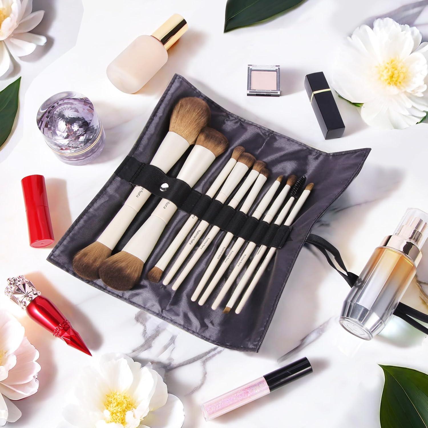 Juego de Brochas de Maquillaje YutimeAura 10 Piezas Doble Cara