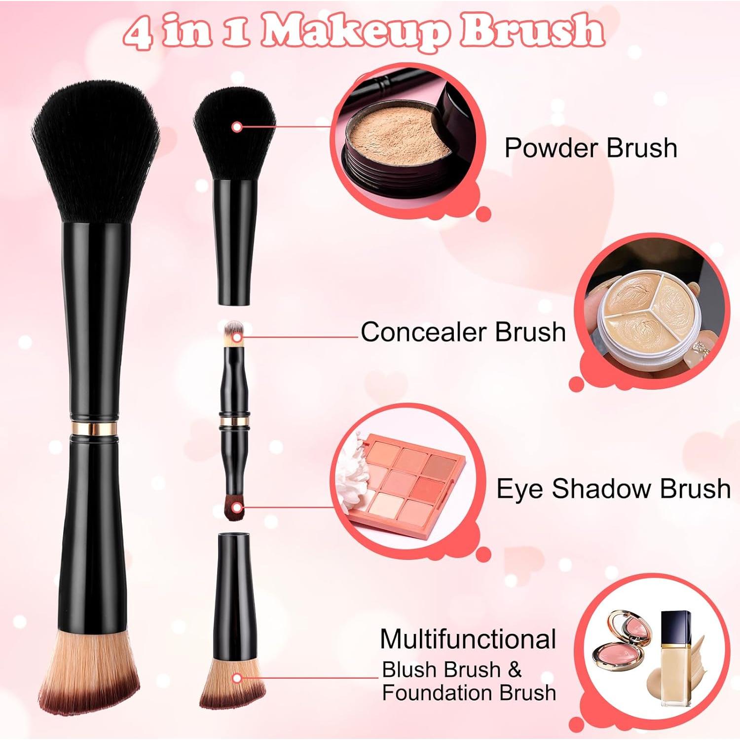 Juego de Brochas de Maquillaje 4 en 1 Yolev con Estuche