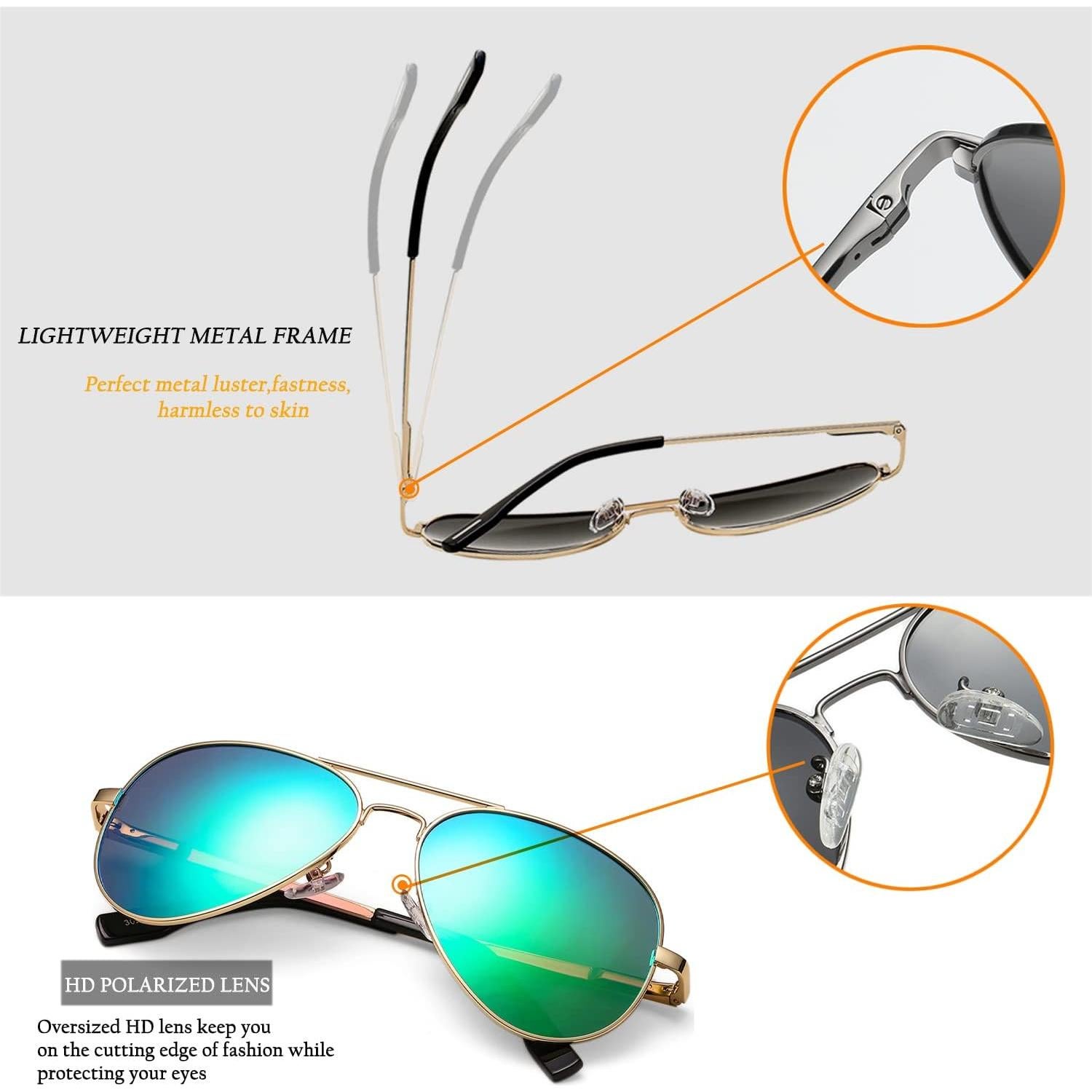 Gafas de sol aviador polarizadas HJSTES 100% UV 58mm