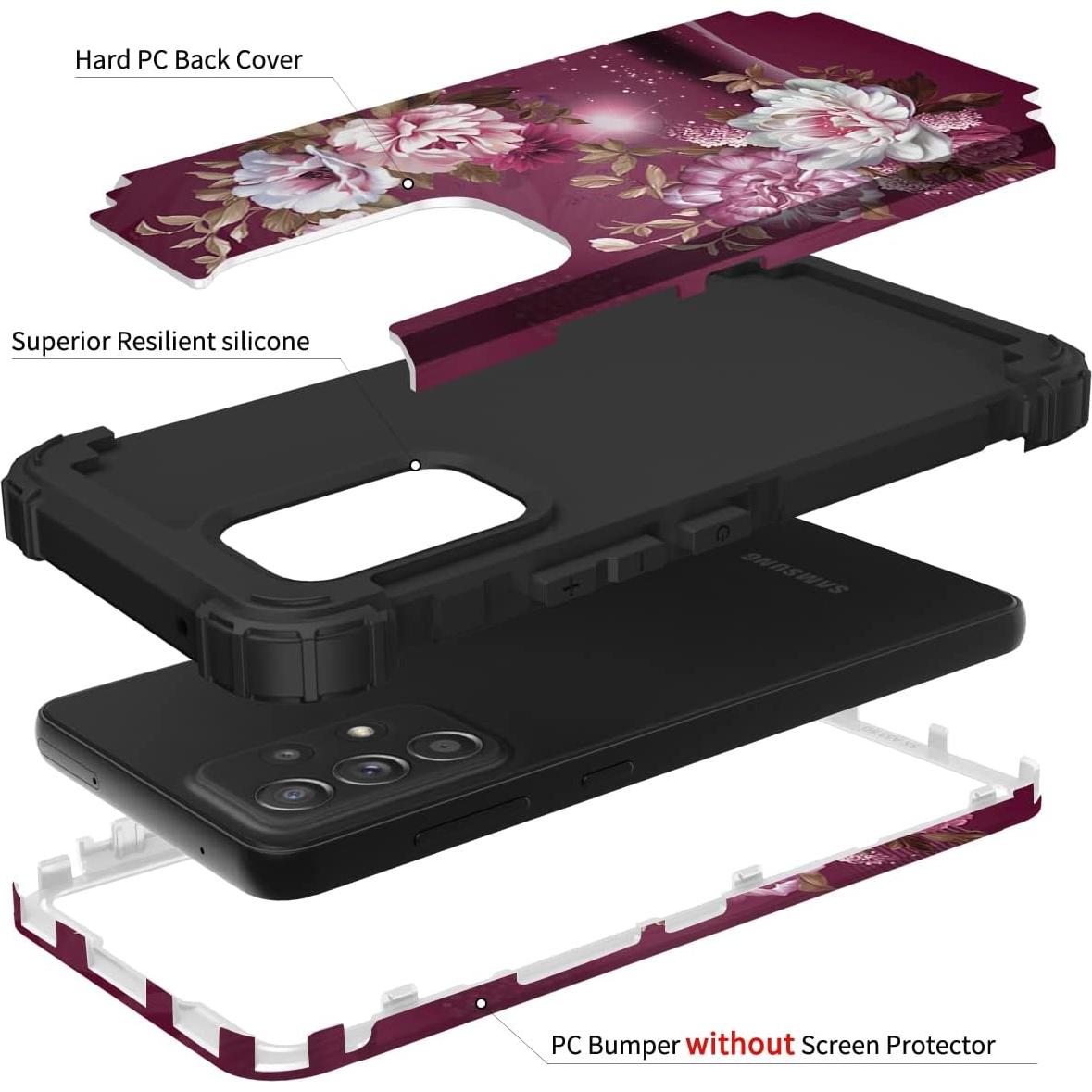 Funda Hocase para Samsung Galaxy A53 5G - Flores Burdeos