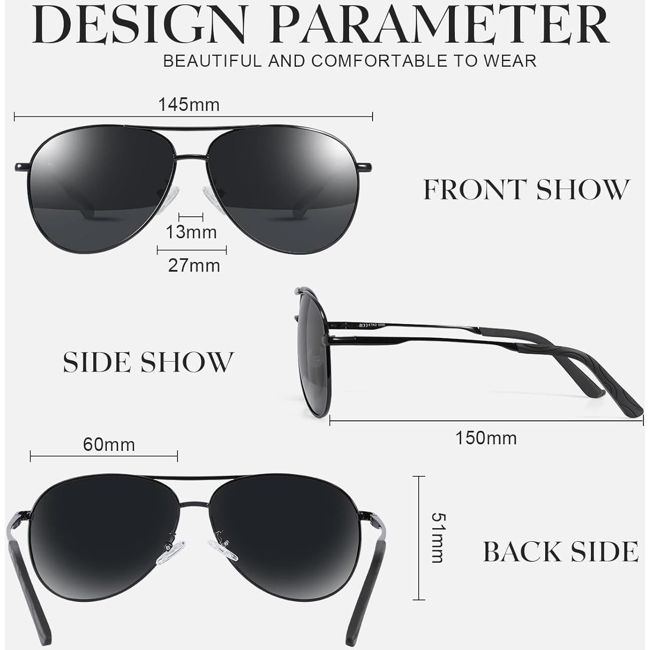 Gafas de sol aviador polarizadas Gesruny - Protección UV, unisex