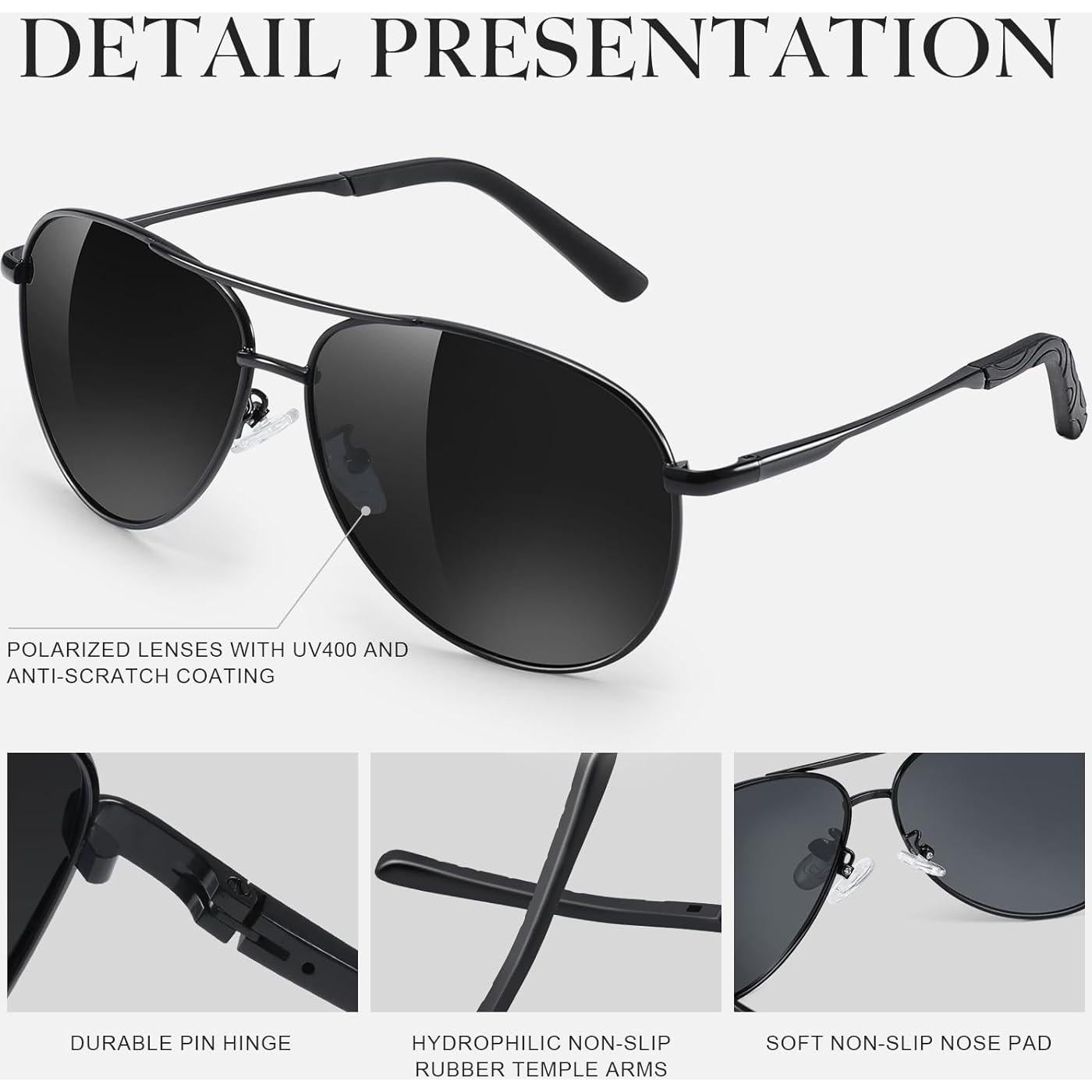 Gafas de sol aviador polarizadas Gesruny - Protección UV, unisex