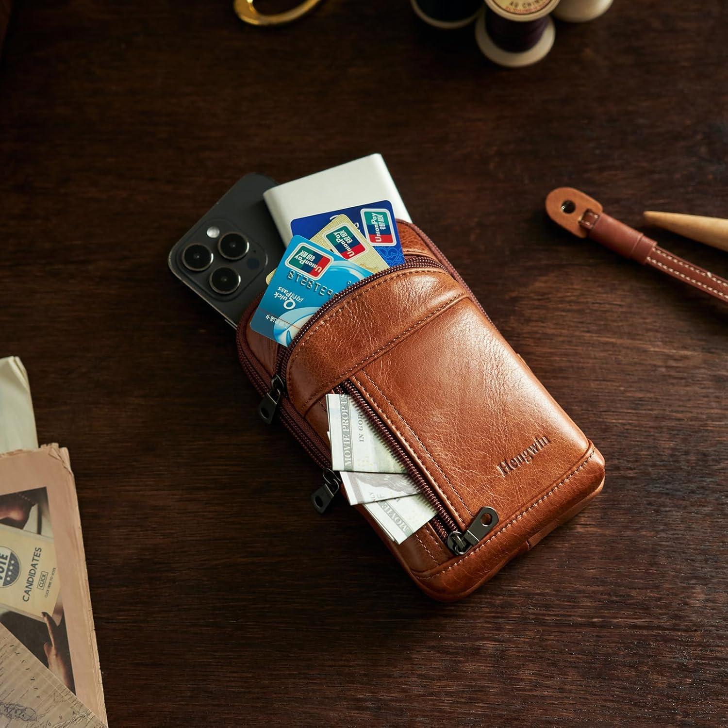 Funda de cuero Hengwin para iPhone y Samsung con clip