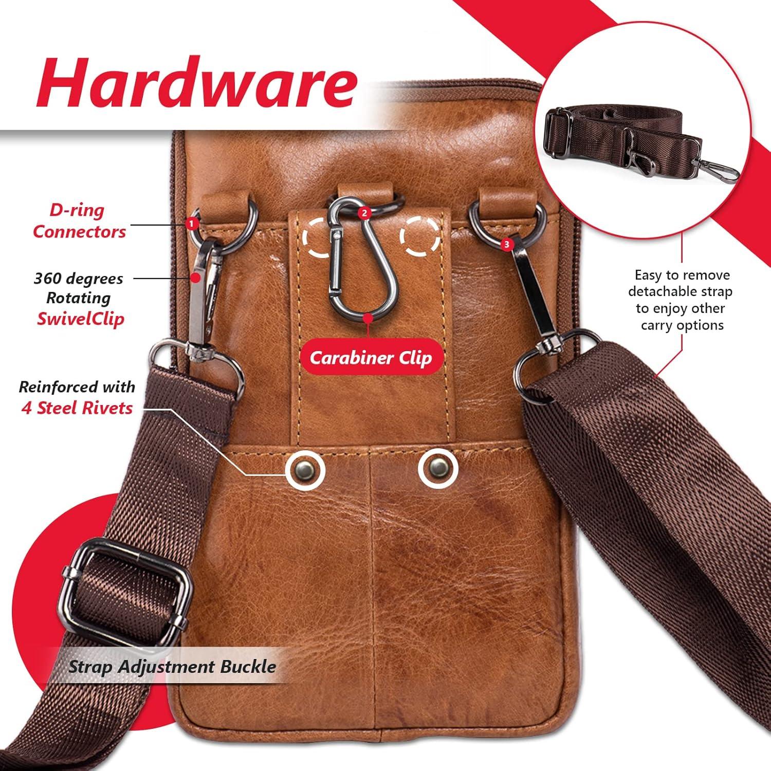 Funda de cuero Hengwin para iPhone y Samsung con clip