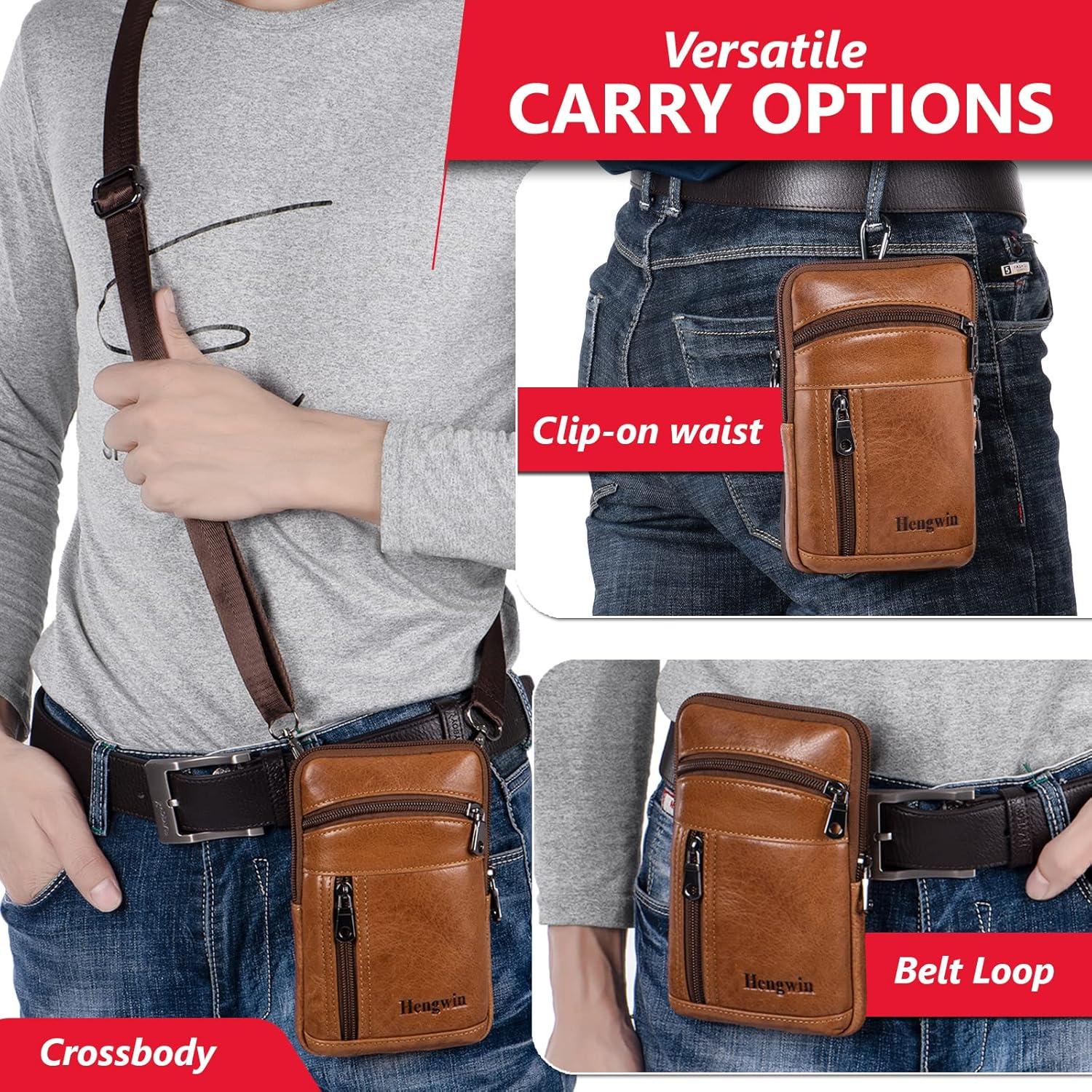 Funda de cuero Hengwin para iPhone y Samsung con clip