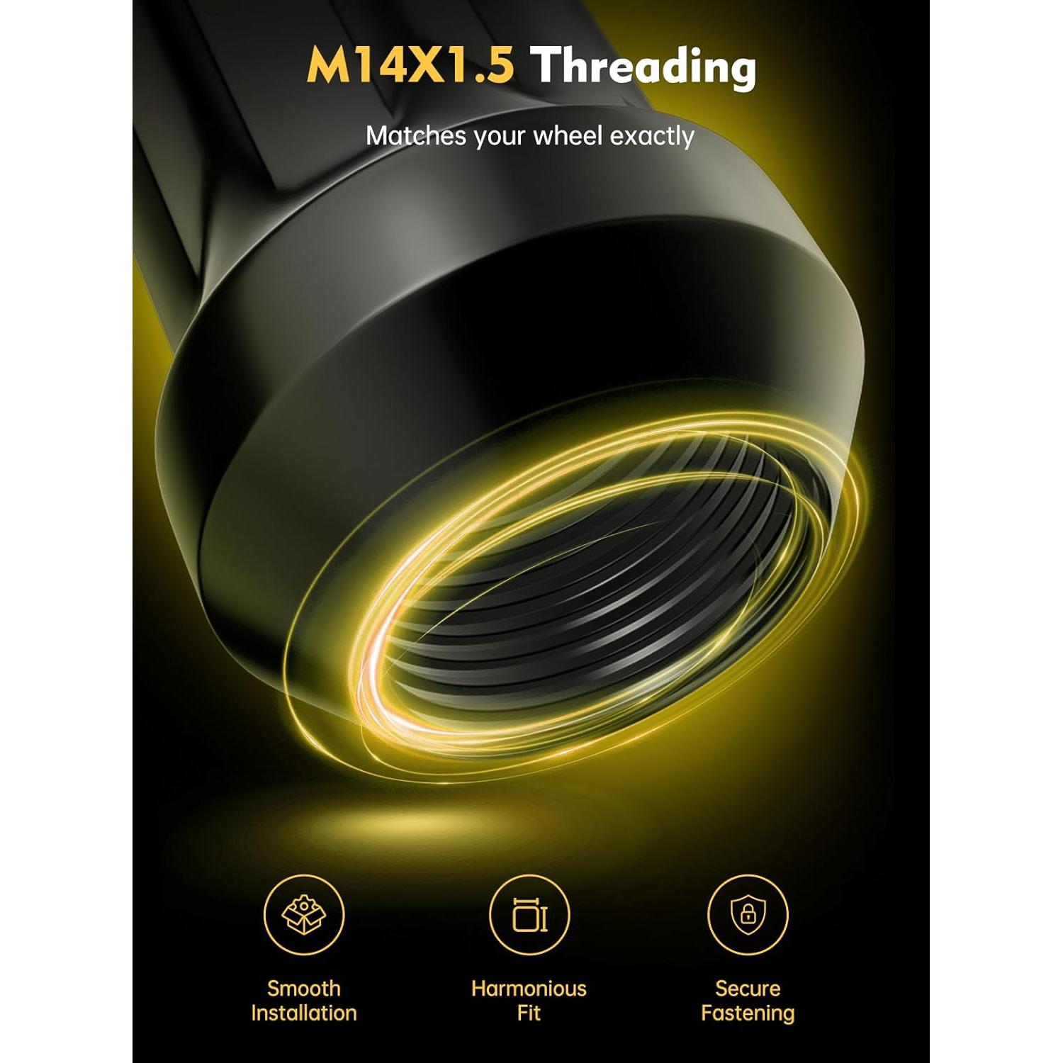 Tuercas de Llantas MIKKUPPA M14x1.5 Negras 32pcs