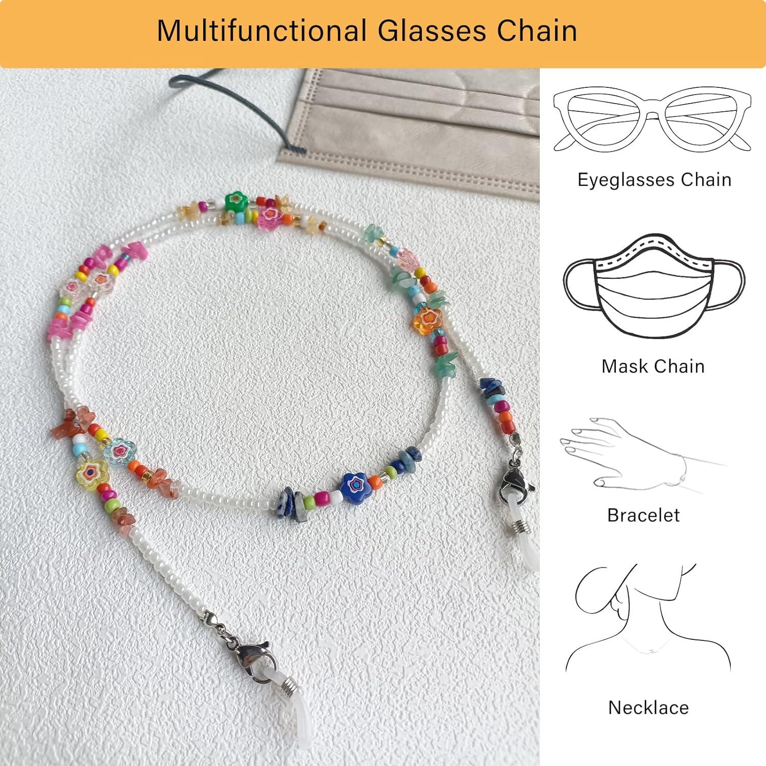 Cadena de Gafas YN02 con Perlas y Cristales Colorida