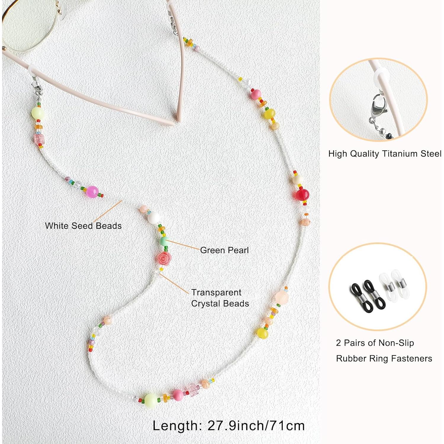 Cadena de Gafas YN02 con Perlas Coloridas y Cristales