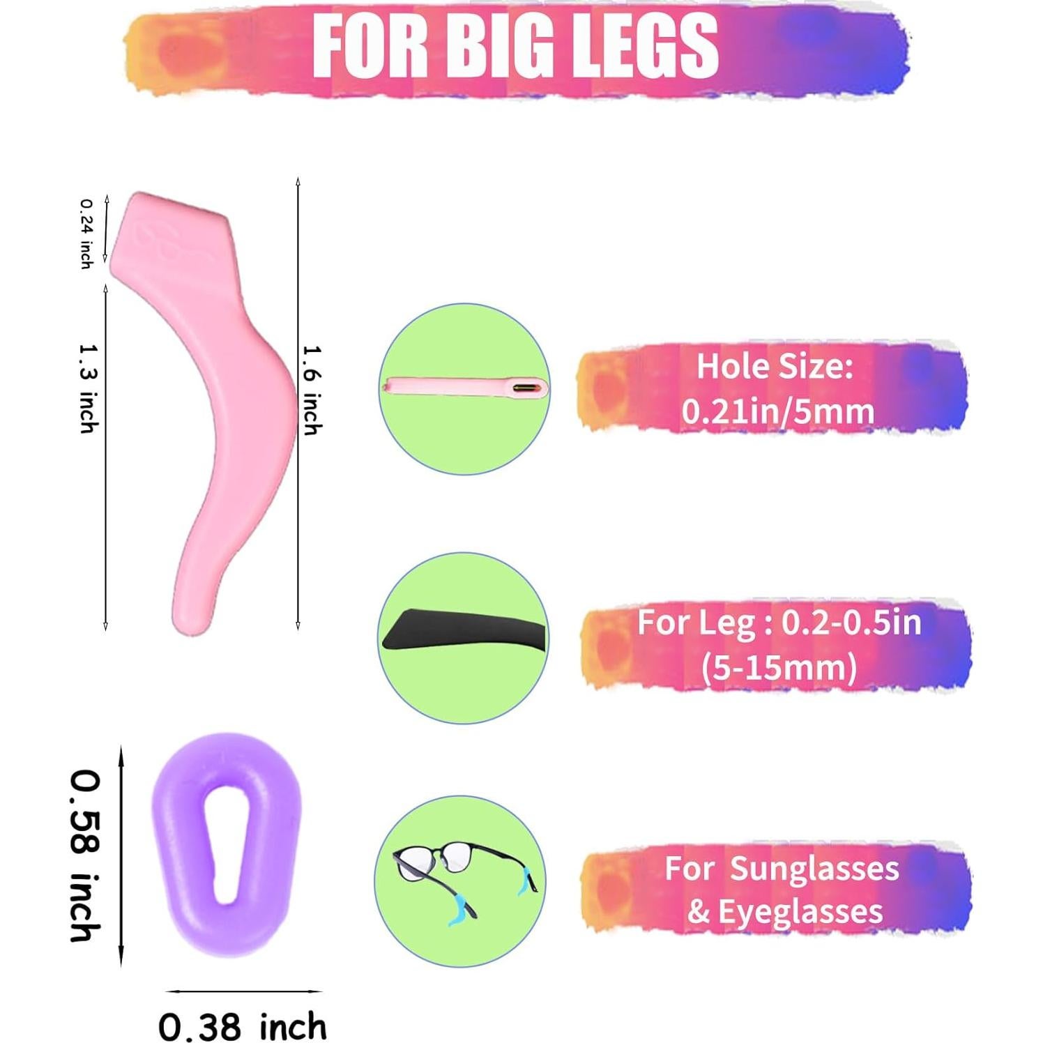 Grapas para Gafas AURAADORN 24 Pares Silicona Multicolor