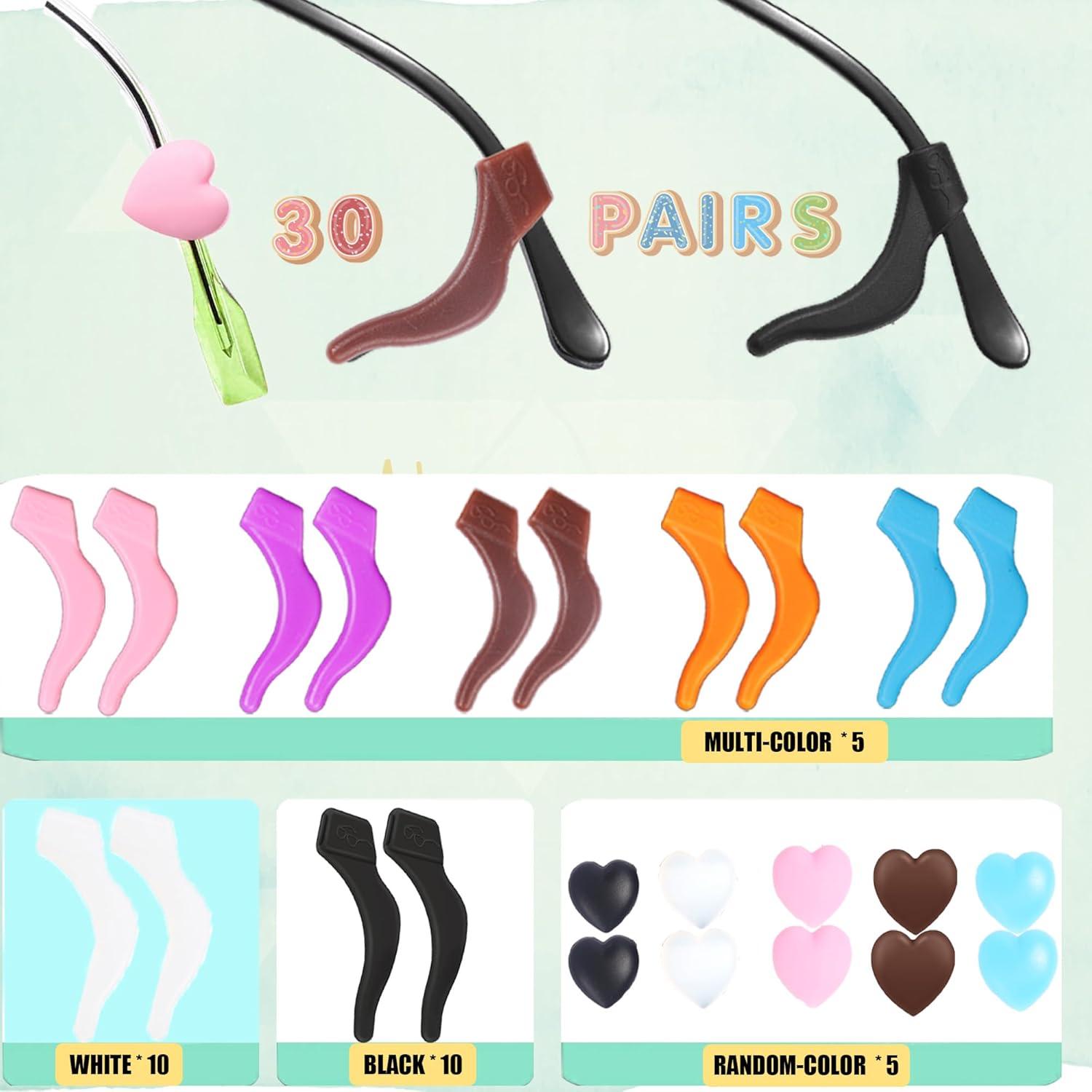 Grapas para Gafas AURAADORN 30 Pares Silicona Multicolor