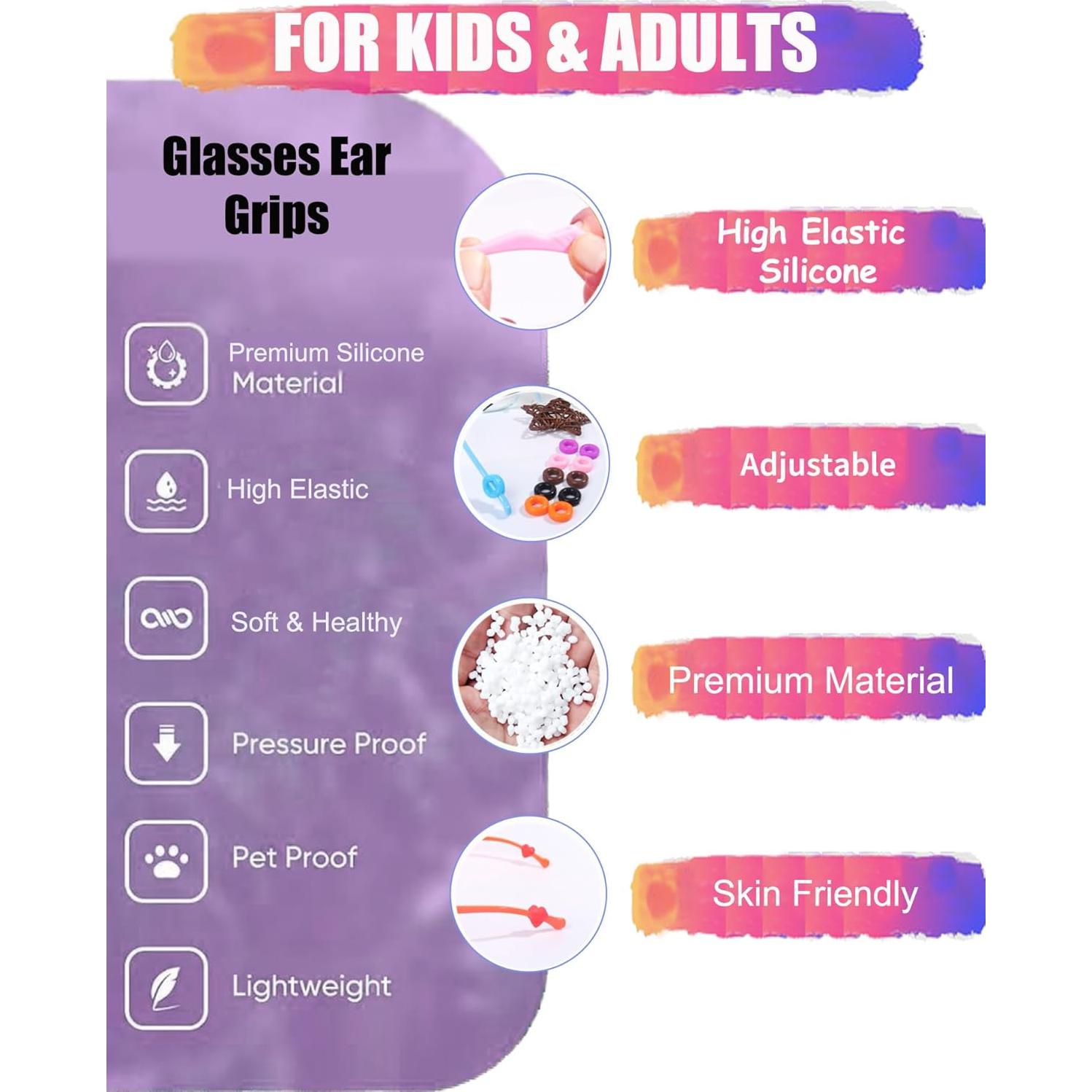 Grapas para Gafas AURAADORN 30 Pares Silicona Multicolor