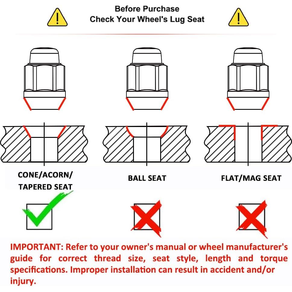 Tuerca de Buje Acorn White Knight M12x1.5 Cromado Negro 20 Pzas