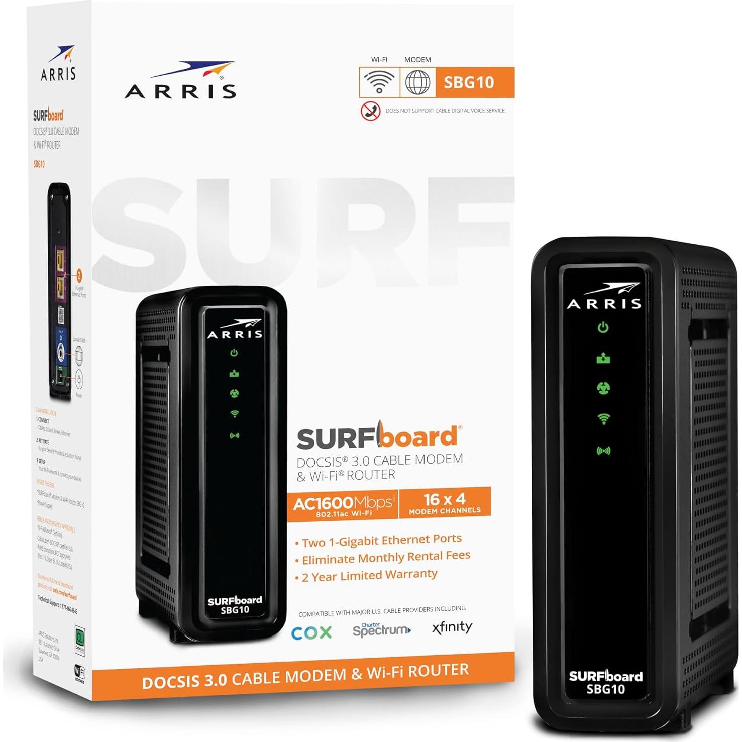 Módem y Router ARRIS SBG10 DOCSIS 3.0 WiFi AC1600