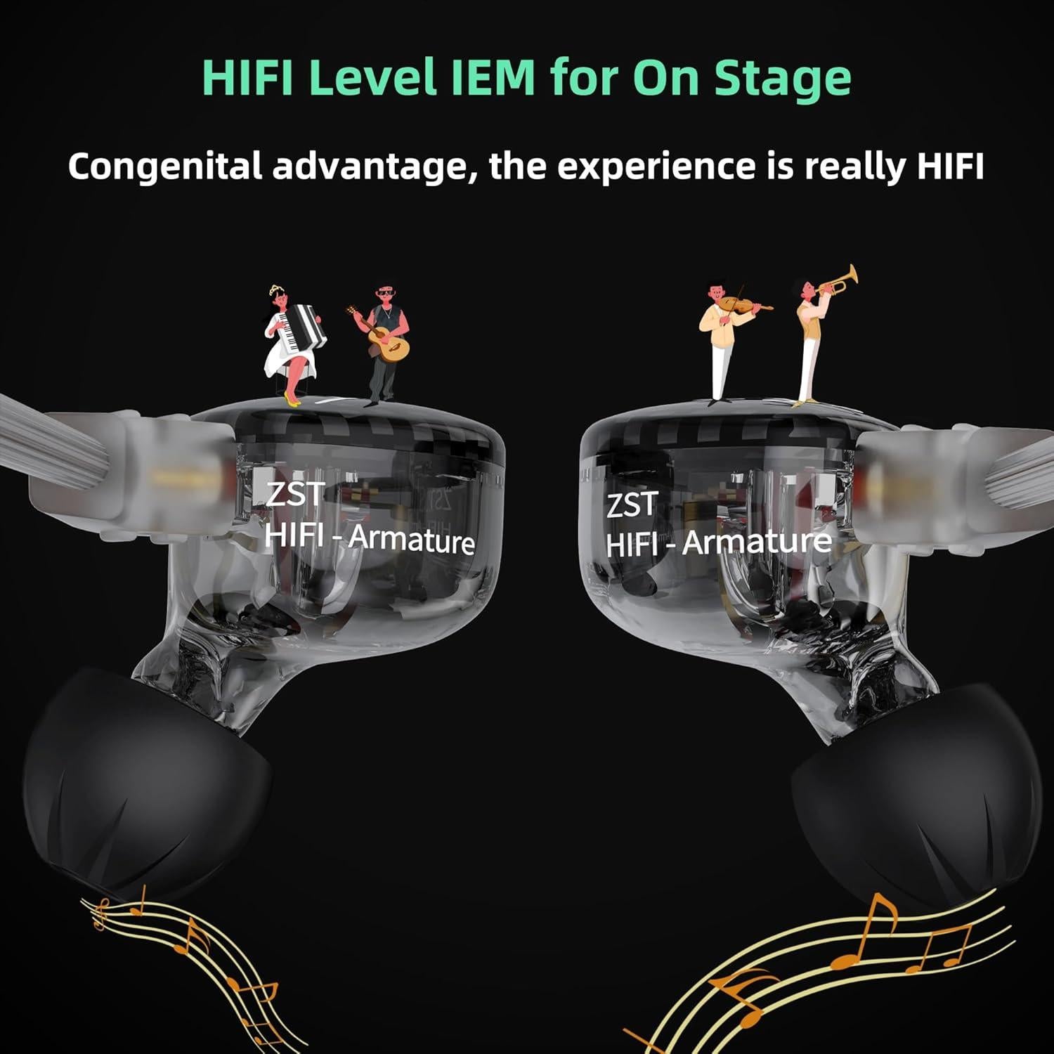 Auriculares Yinyoo KZ ZST HiFi 1BA+1DD con Cable - Sin Mic