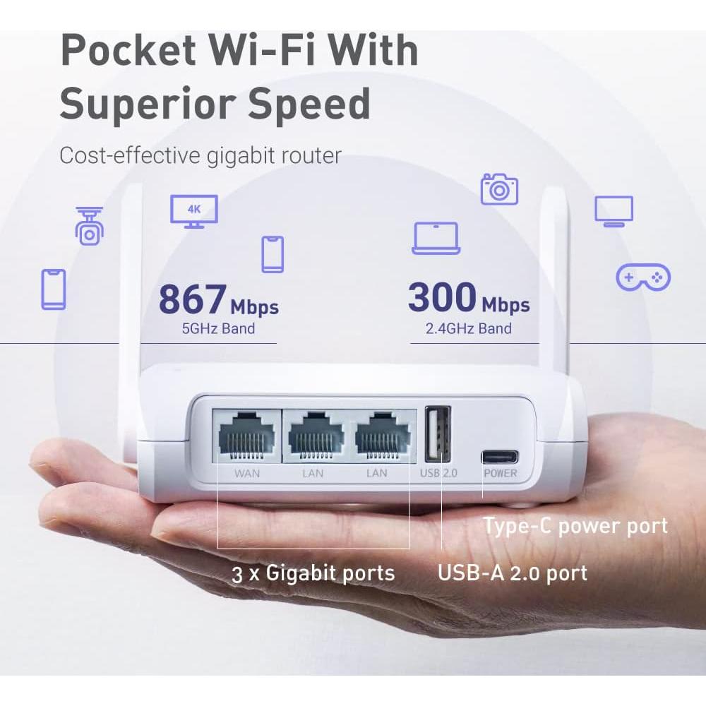Enrutador WiFi de Viaje GL.iNet GL-SFT1200 AC1200 Doble Banda