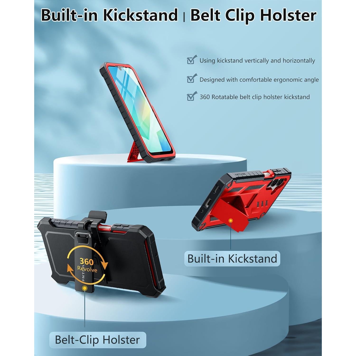 Funda FNTCASE para Samsung Galaxy A16 6.7" Resistente Rojo