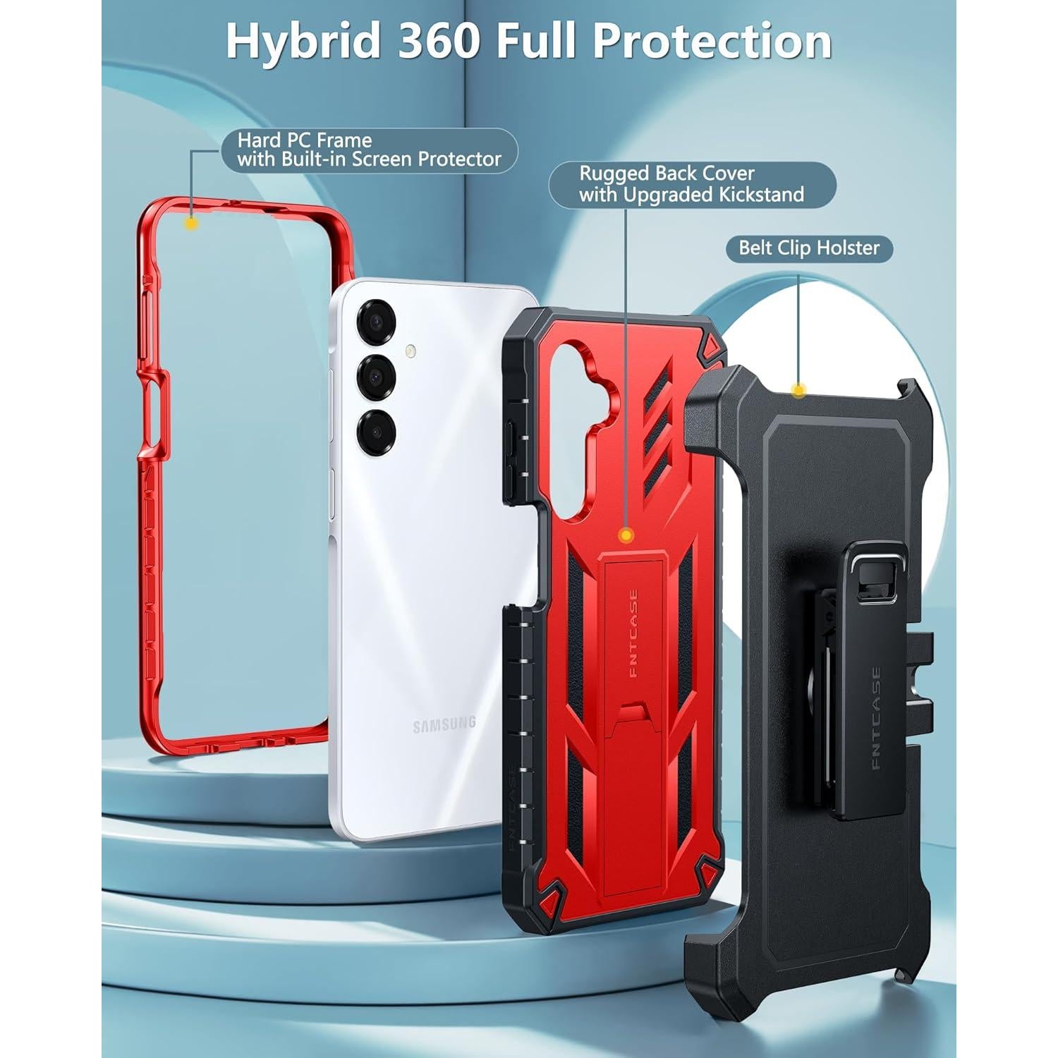 Funda FNTCASE para Samsung Galaxy A16 6.7" Resistente Rojo