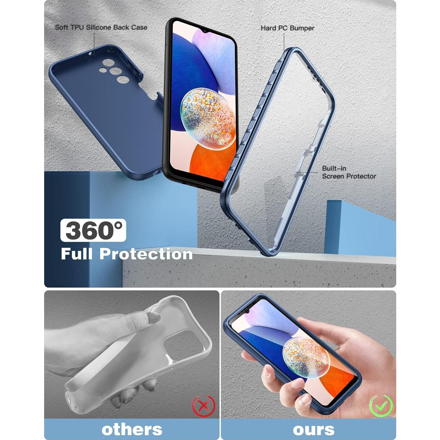 Funda FNTCASE para Samsung Galaxy A14 5G - Silicona Azul