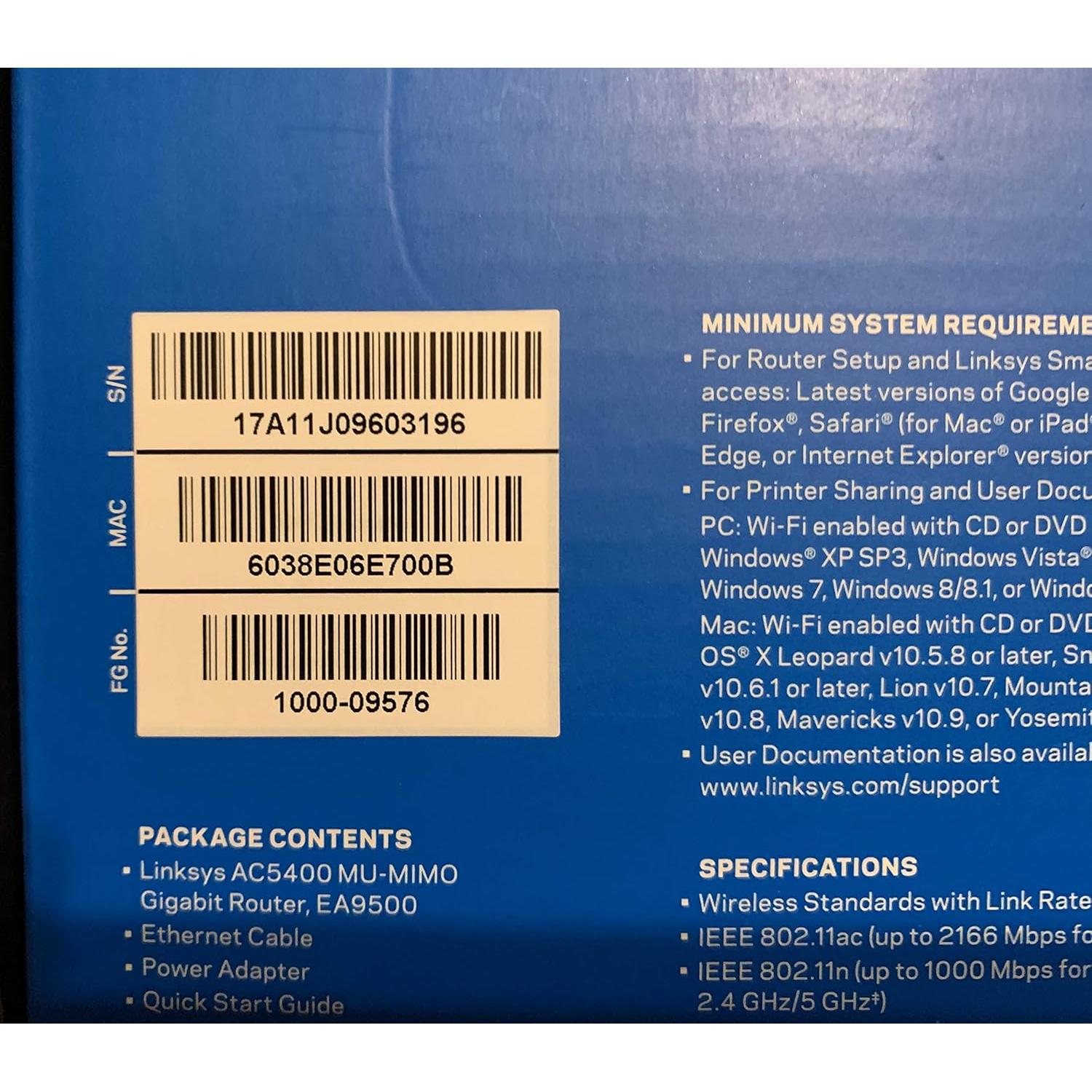 Router WiFi Tri-Banda Linksys EA9500, 279 m², 5.3 Gbps