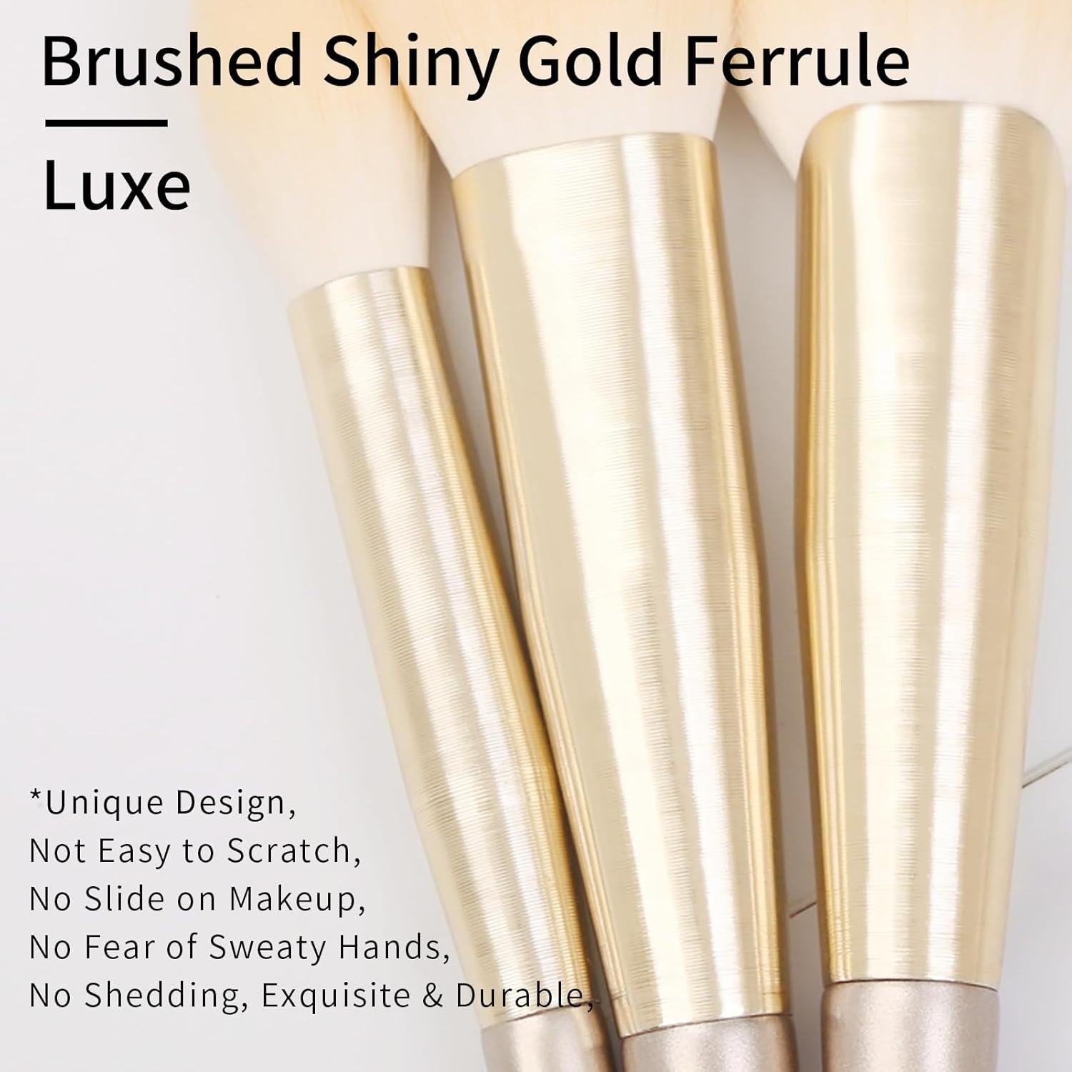 Juego de Brochas de Maquillaje ENZO KEN 9 Piezas Doradas