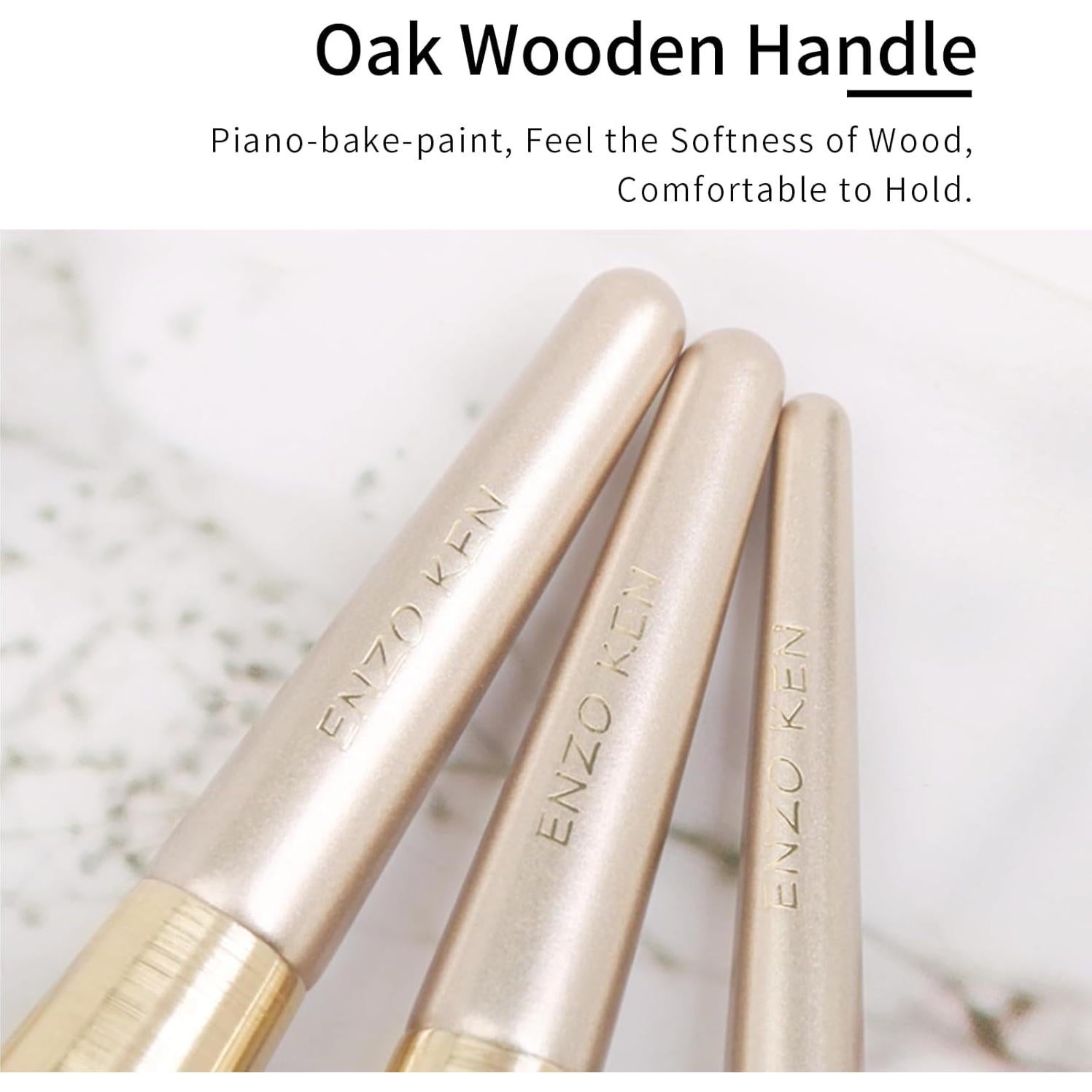 Juego de Brochas de Maquillaje ENZO KEN 9 Piezas Doradas