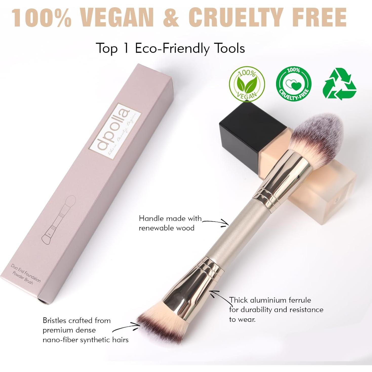 Brocha de Maquillaje Dpolla Doble Cara Redonda Vegana