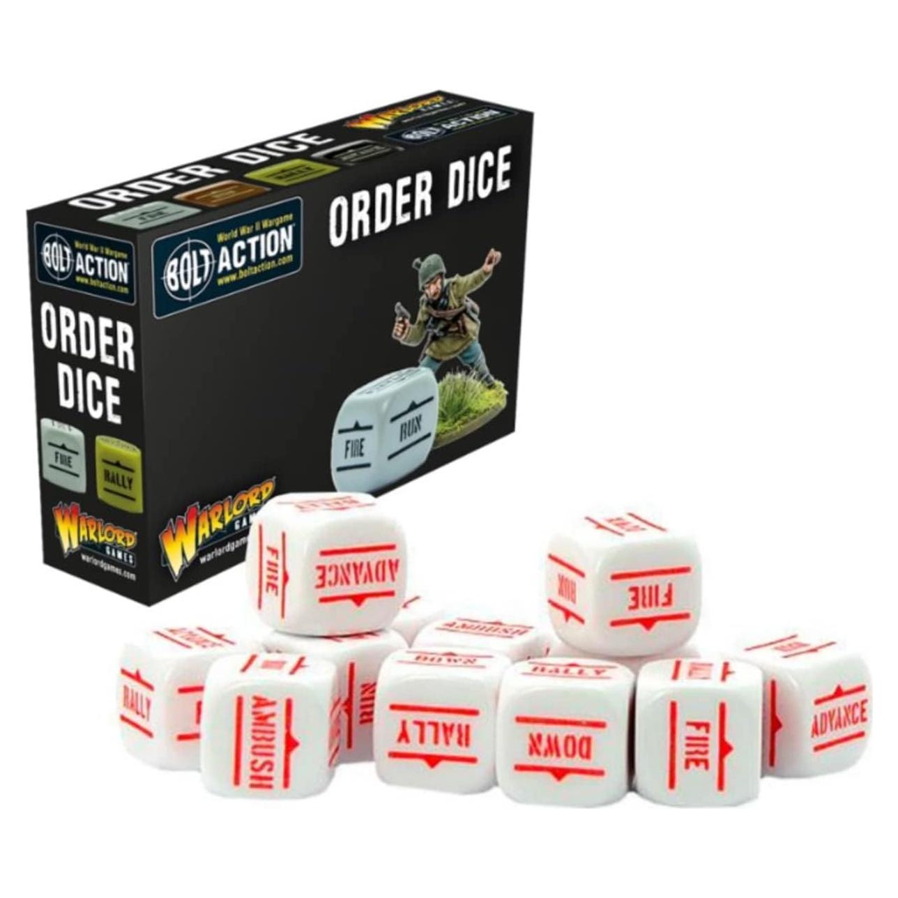 Dados de Orden Blancos Warlord Games Bolt Action 60g