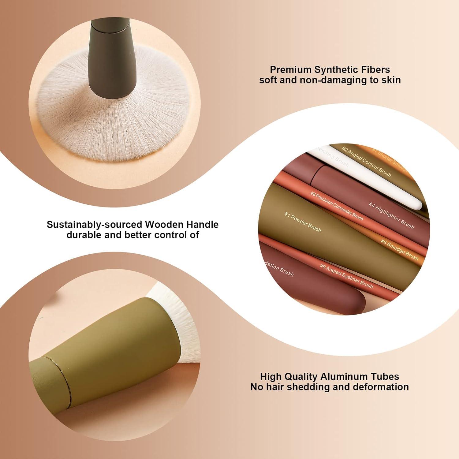 Set de Pinceles de Maquillaje EIGSHOW 9 Piezas Sintéticas