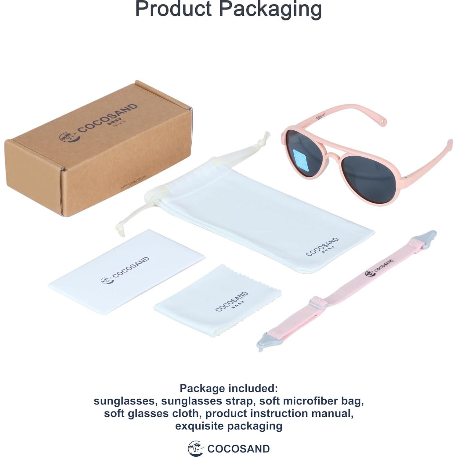 Gafas de sol aviador COCOSAND para bebés 0-24 meses rosa