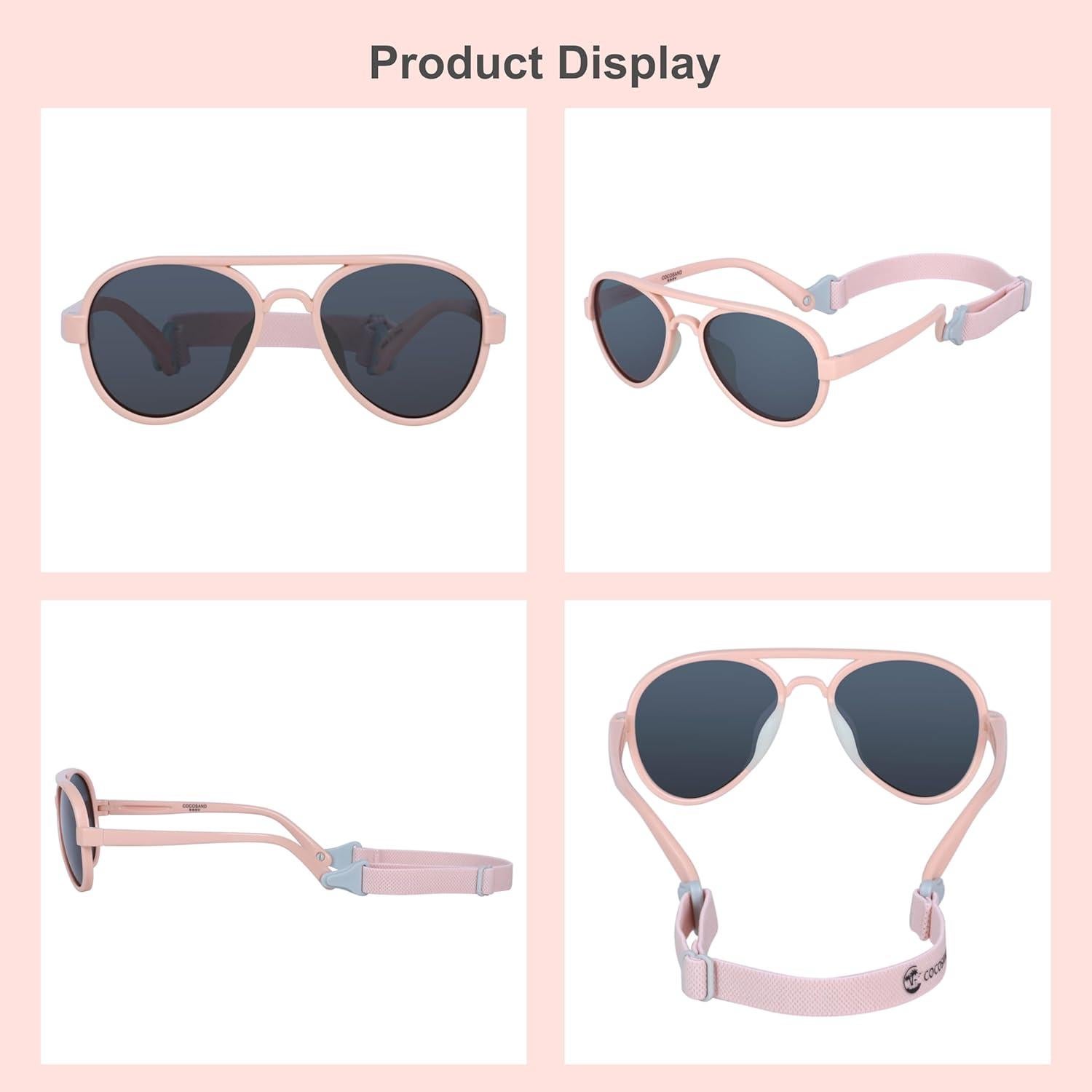 Gafas de sol aviador COCOSAND para bebés 0-24 meses rosa