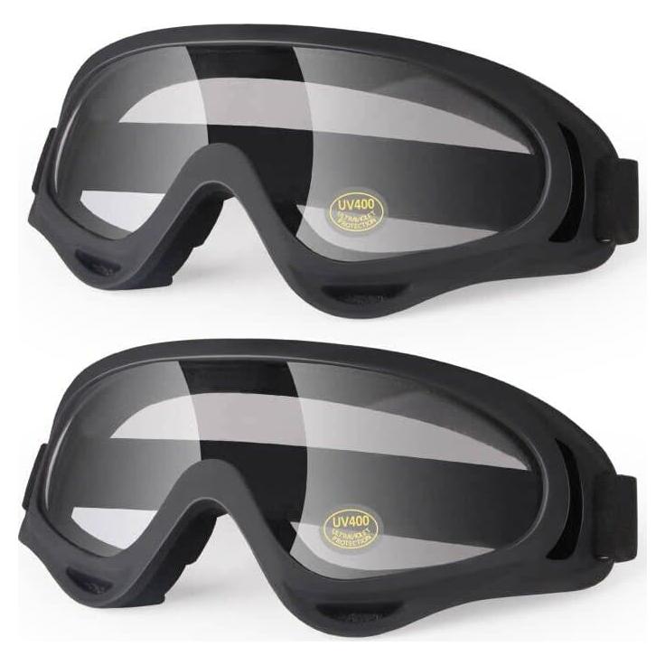 Clear Dirt Bike ATV Goggles Motorcycle Motocross Bike Riding UTV Off road Skiing Goggles Protective Eyewear Anti-Fog Dustproof Impact-Resistant Kids Youth Adult 2Pack/Clear