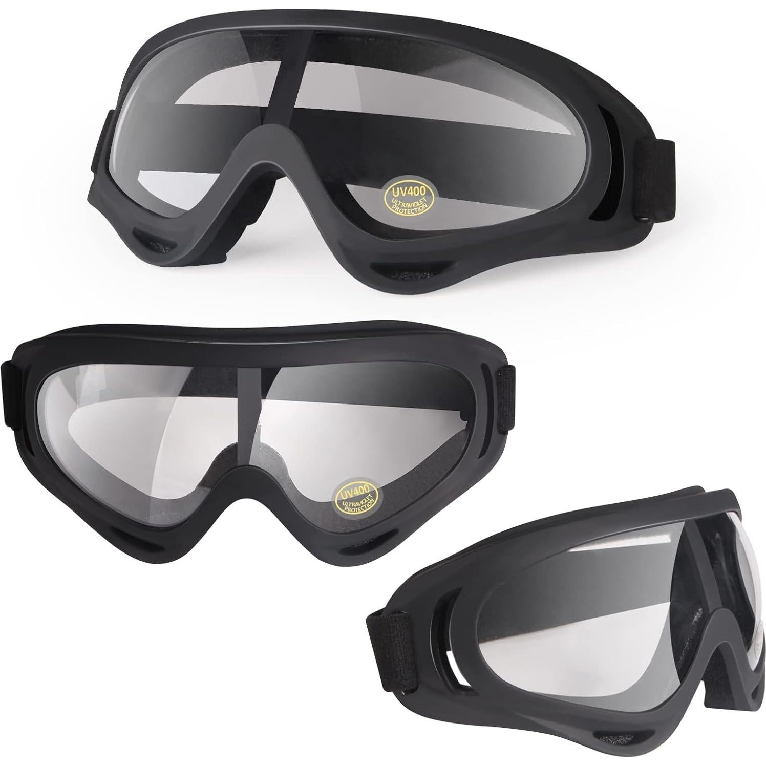 Clear Dirt Bike ATV Goggles Motorcycle Motocross Bike Riding UTV Off road Skiing Goggles Protective Eyewear Anti-Fog Dustproof Impact-Resistant Kids Youth Adult 2Pack/Clear