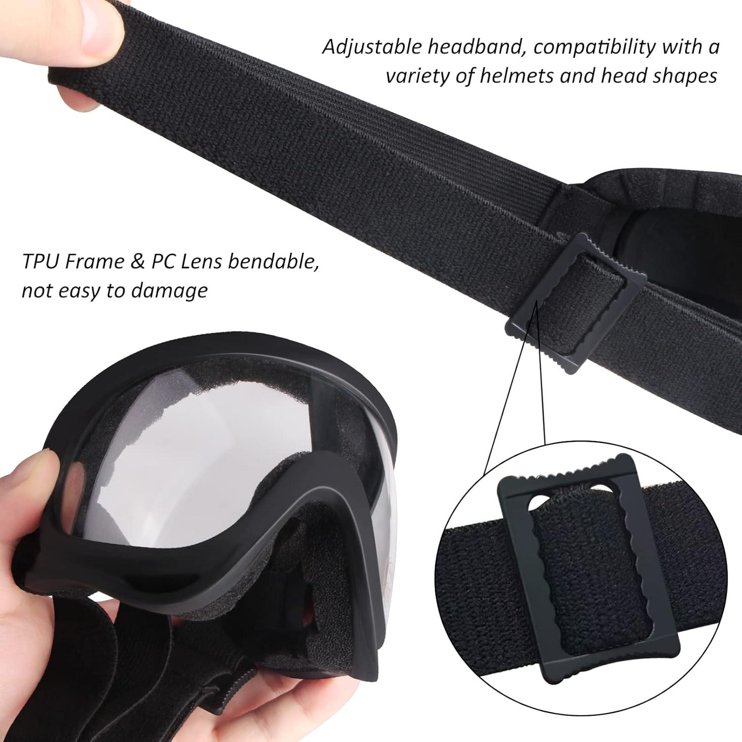 Clear Dirt Bike ATV Goggles Motorcycle Motocross Bike Riding UTV Off road Skiing Goggles Protective Eyewear Anti-Fog Dustproof Impact-Resistant Kids Youth Adult 2Pack/Clear